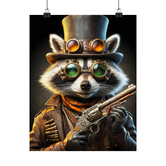 Steam Raccoon Matte Vertical Posters