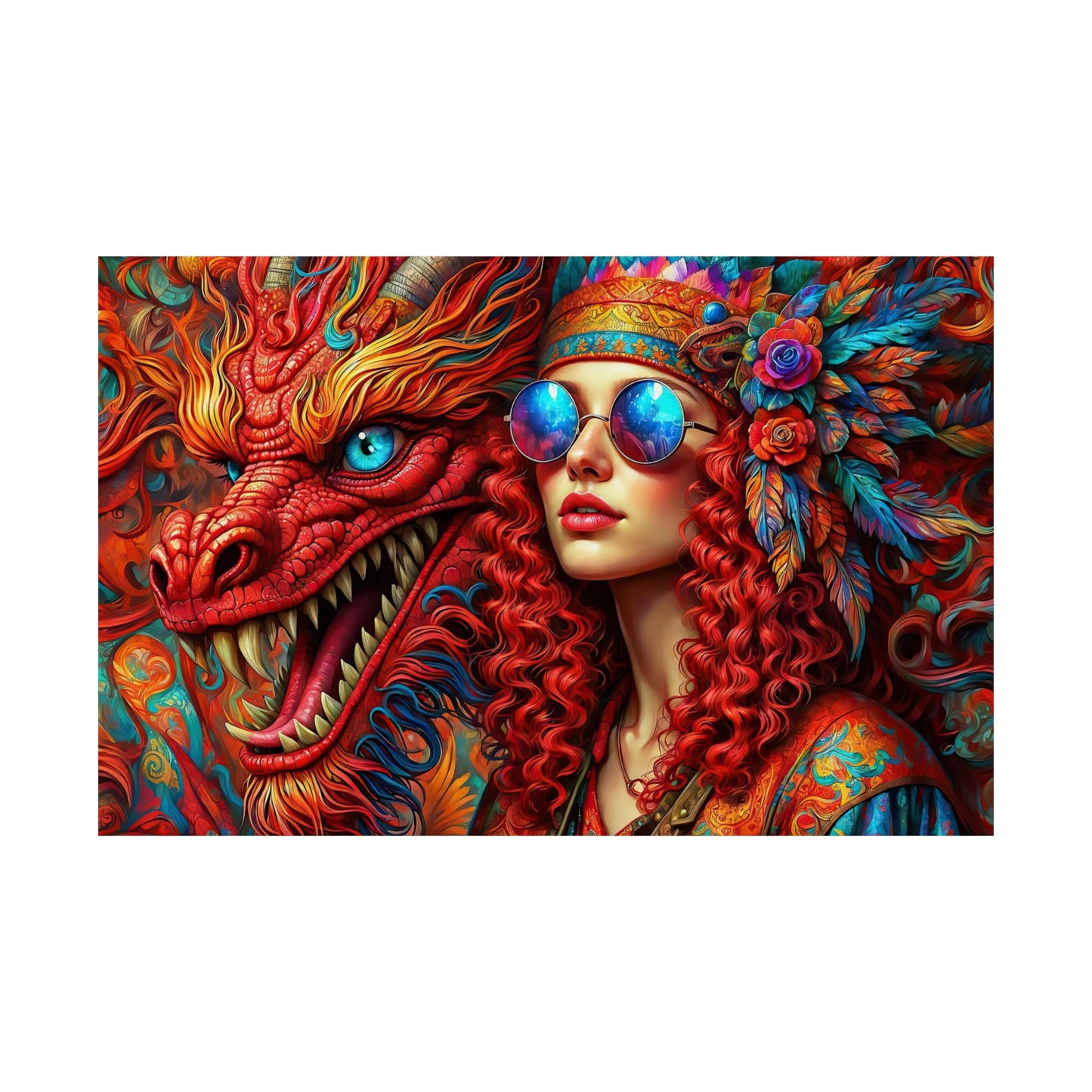 Ephemeral Elegance Dragon's Embrace Matte Horizontal Posters