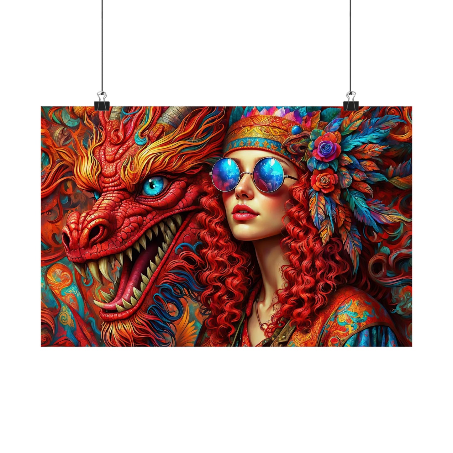 Ephemeral Elegance Dragon's Embrace Matte Horizontal Posters