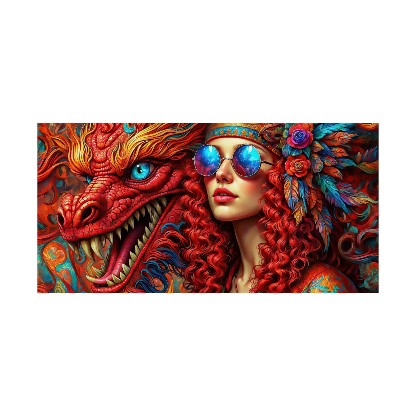 Ephemeral Elegance Dragon's Embrace Matte Horizontal Posters