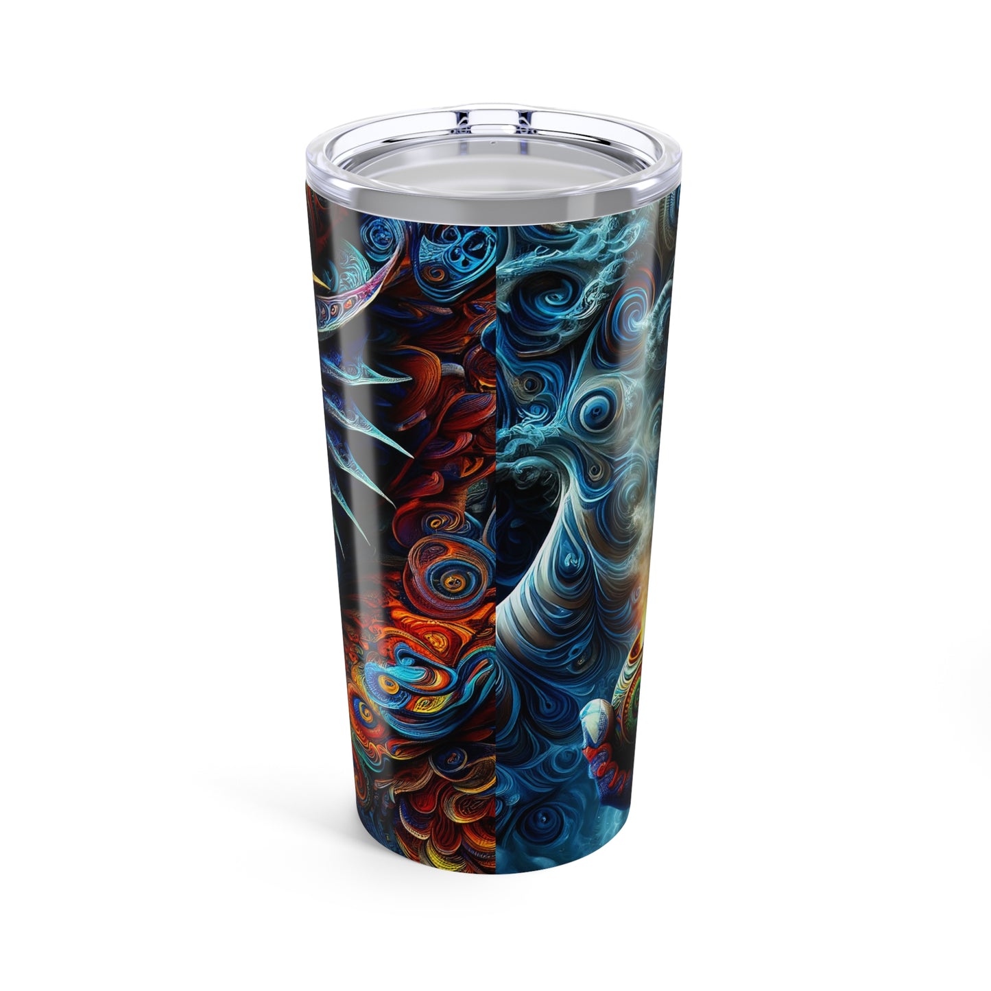 The Enigmatic Ember: A Dragon's Fractal Tale Tumbler 20oz