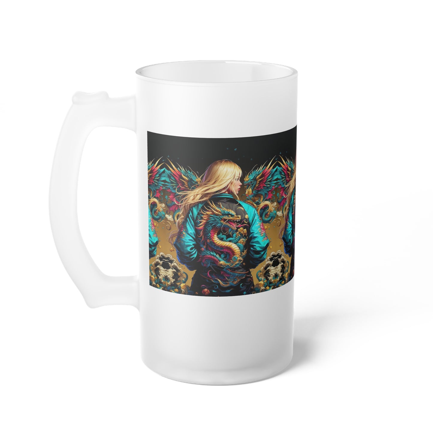 The Dragon's Guardian  Frosted Glass Beer Mug