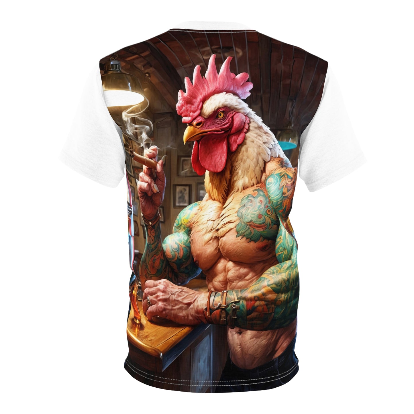 Ink & Feathers: The Ballad of Rocky Rooster Unisex Cut & Sew Tee (AOP)