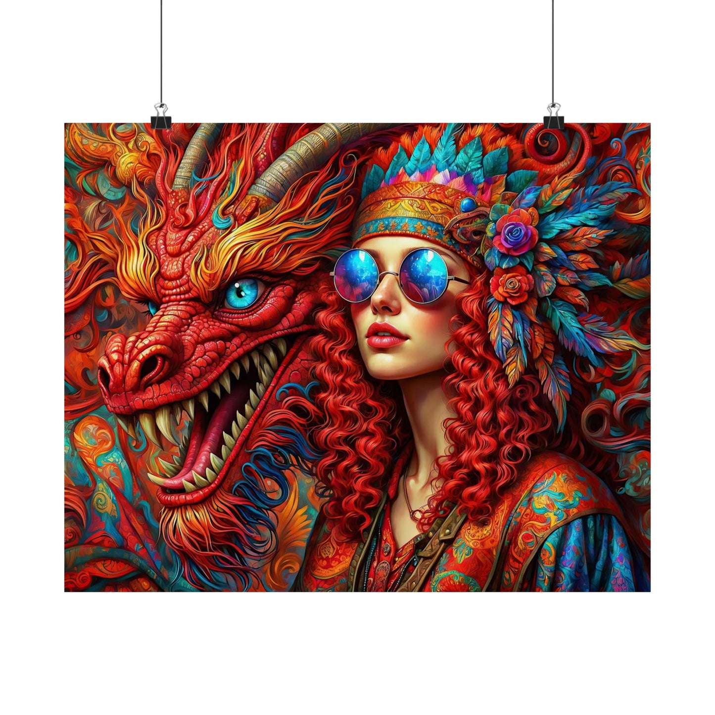 Ephemeral Elegance Dragon's Embrace Matte Horizontal Posters