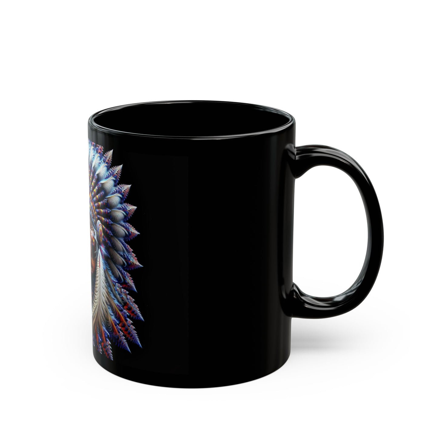 Spirit Weaver: A Fractal Tapestry of Native Wisdom 11oz Black Mug