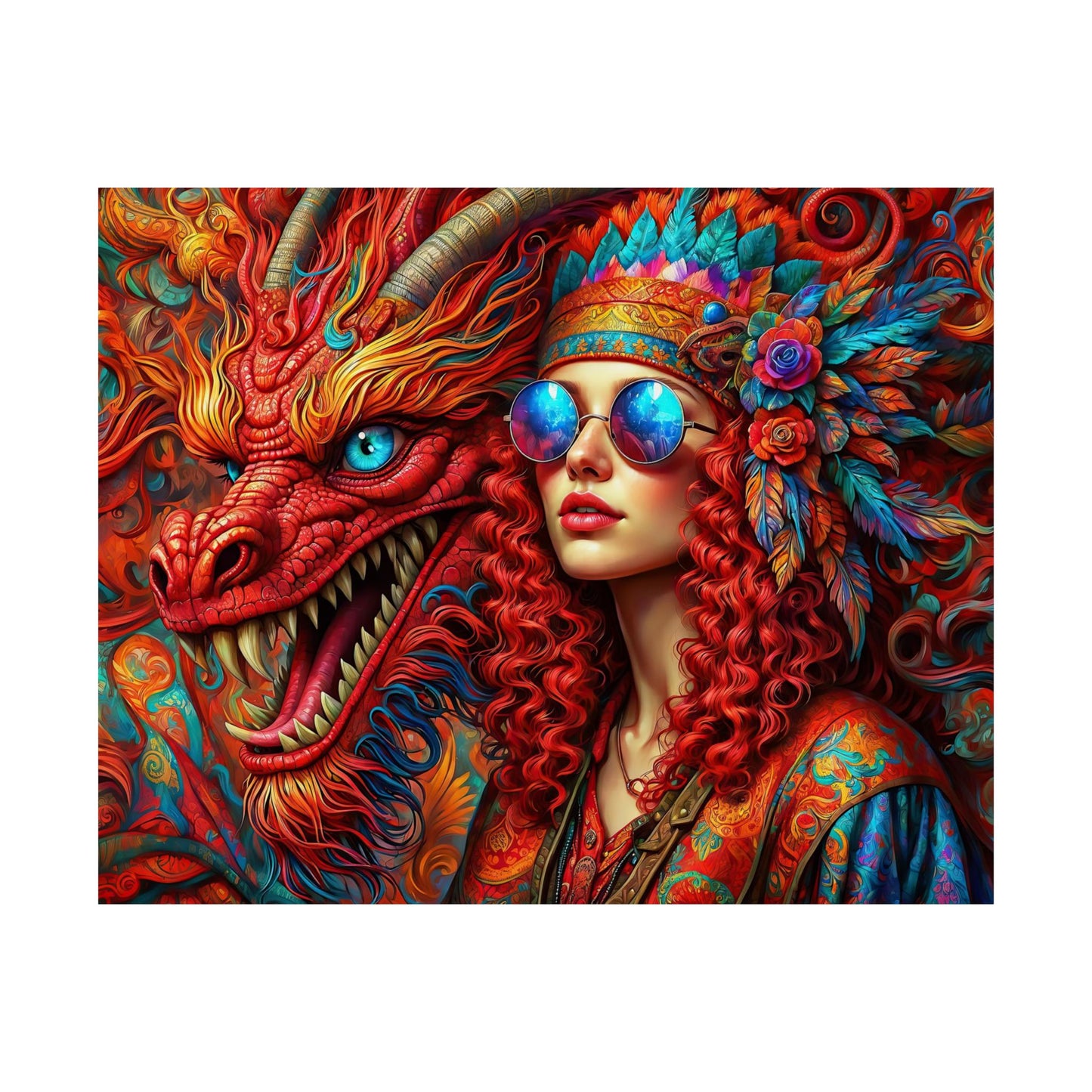 Ephemeral Elegance Dragon's Embrace Matte Horizontal Posters