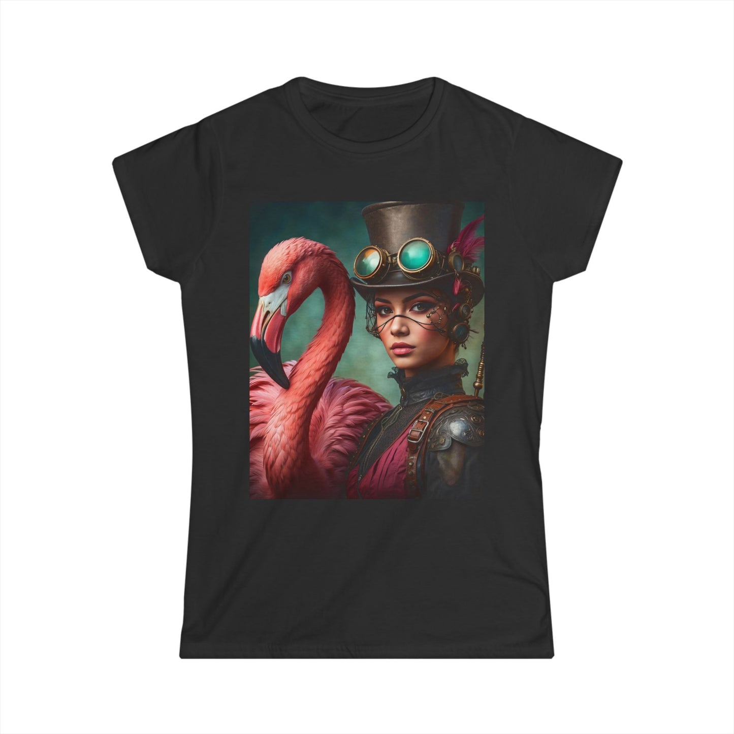 Feminine Fantasy Flamingo Steampunk Women's Softstyle Tee