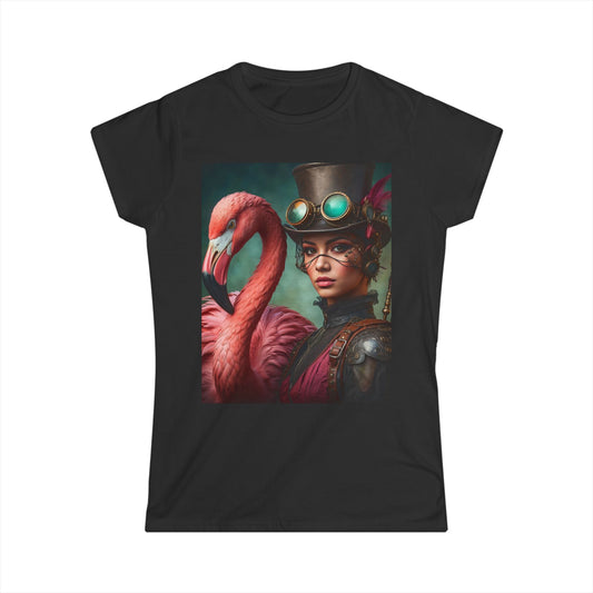 Feminine Fantasy Flamingo Steampunk Women's Softstyle Tee