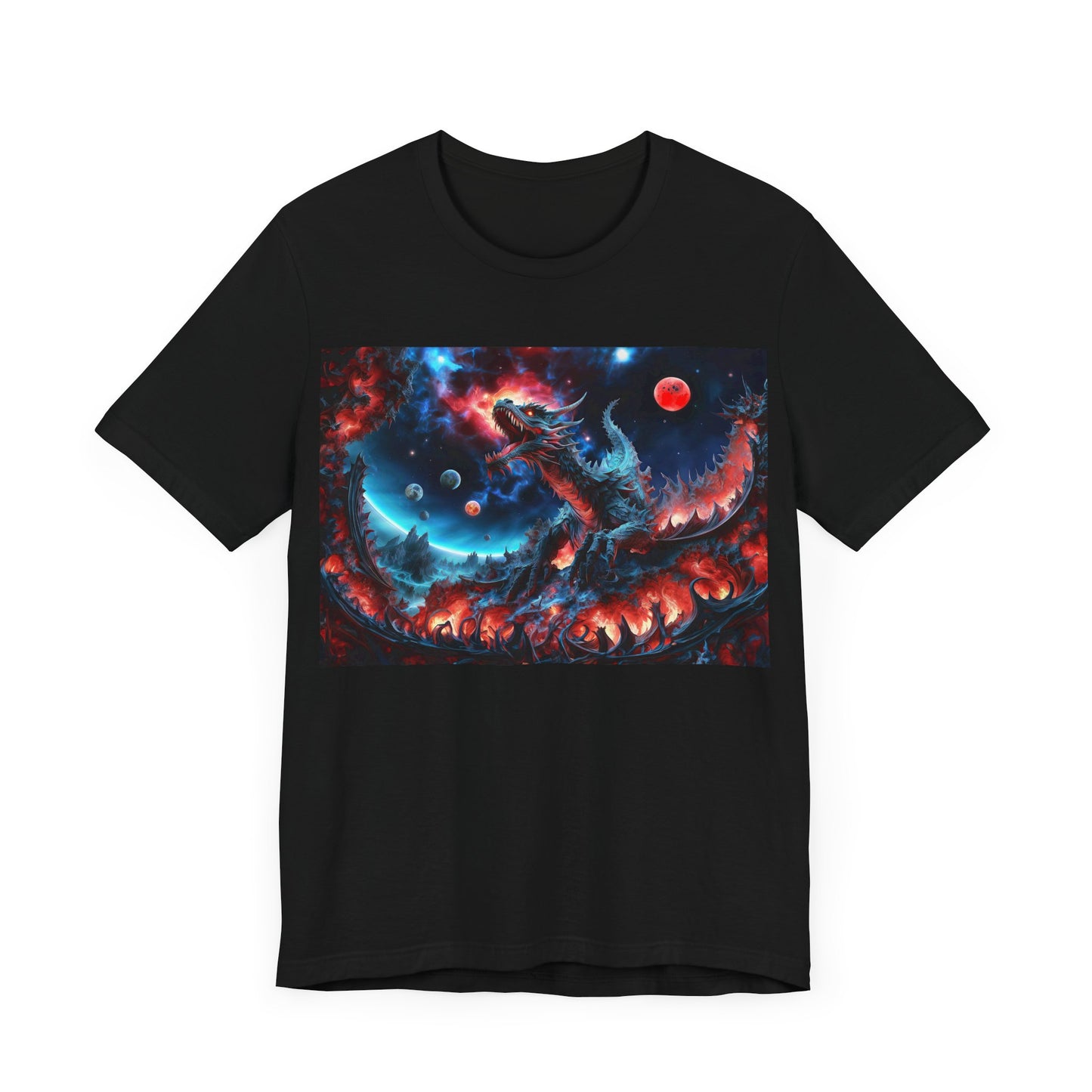 Embers of Cosmic Majesty: The Dragon's Awakening Unisex Jersey Short Sleeve Tee