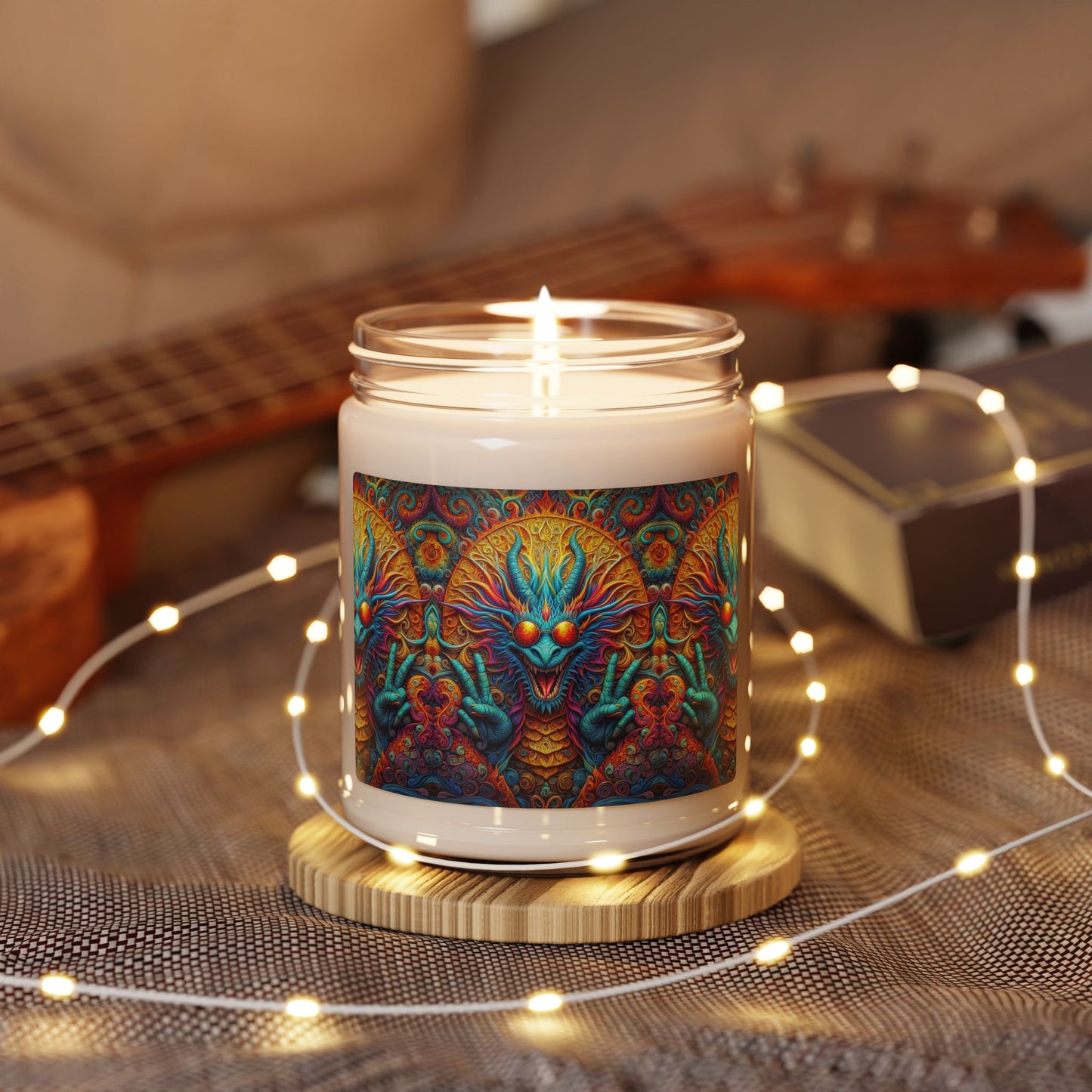 Tranquil Flames: PEACE Hippy Dragon Scented Soy Candle, 9oz