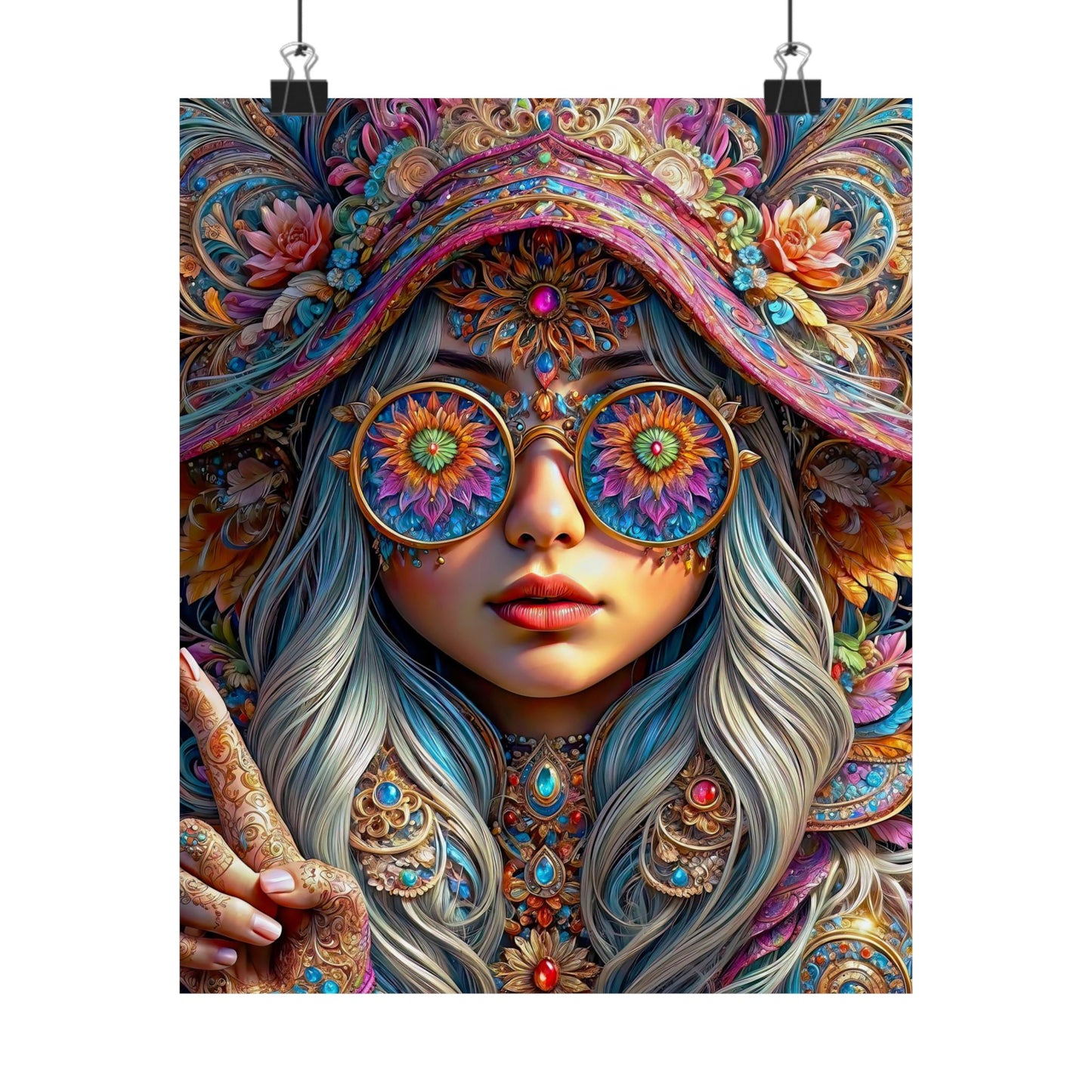 Enchanting Elegance: The Gnome Princess in Mandala Majesty Matte Vertical Posters