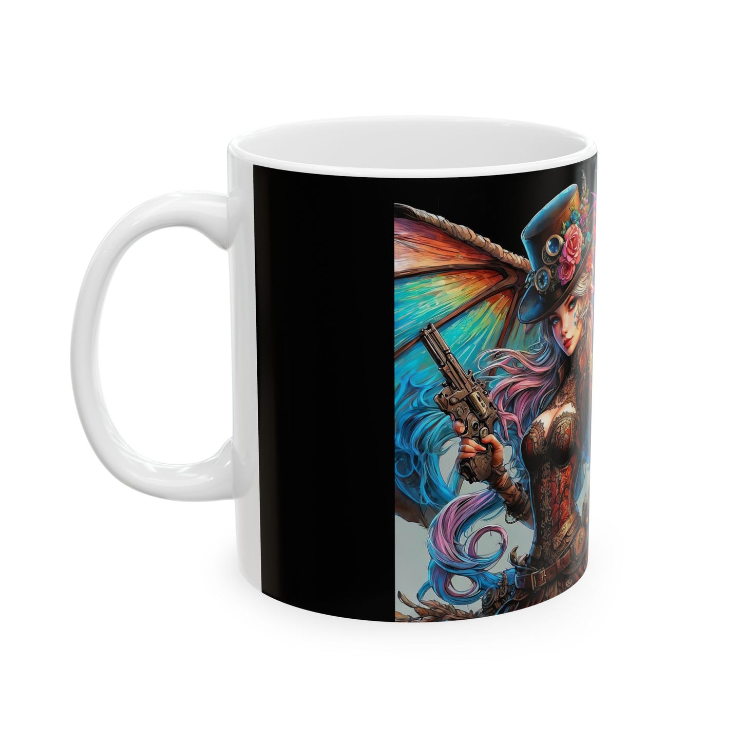 Steampunk Guardian & Fierce Dragon Ceramic Mug 11oz