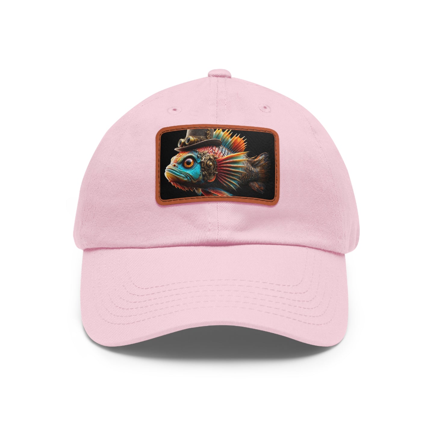 Steampunk Cichlid Dad Hat with Leather Patch (Rectangle)