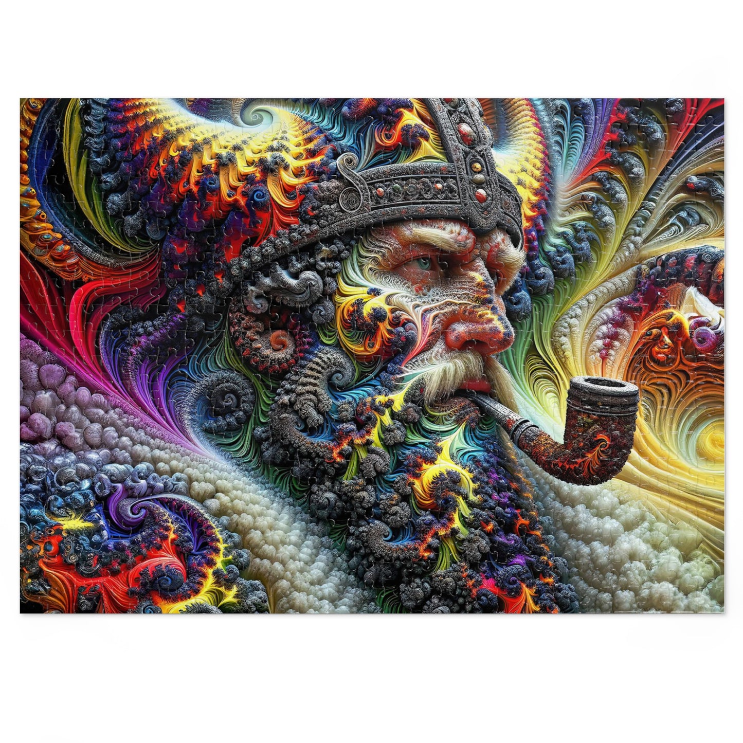 Fractal Sovereignty: The Viking King's Cosmic Reverie Jigsaw Puzzle (30, 110, 252, 500, Piece)