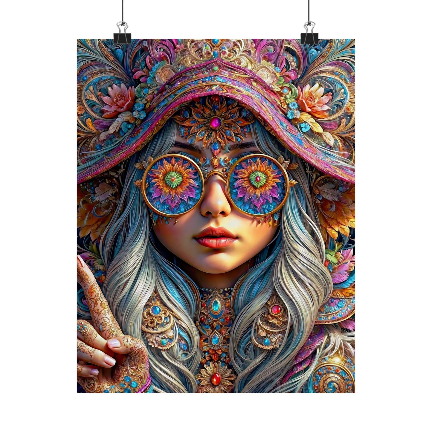 Enchanting Elegance: The Gnome Princess in Mandala Majesty Matte Vertical Posters