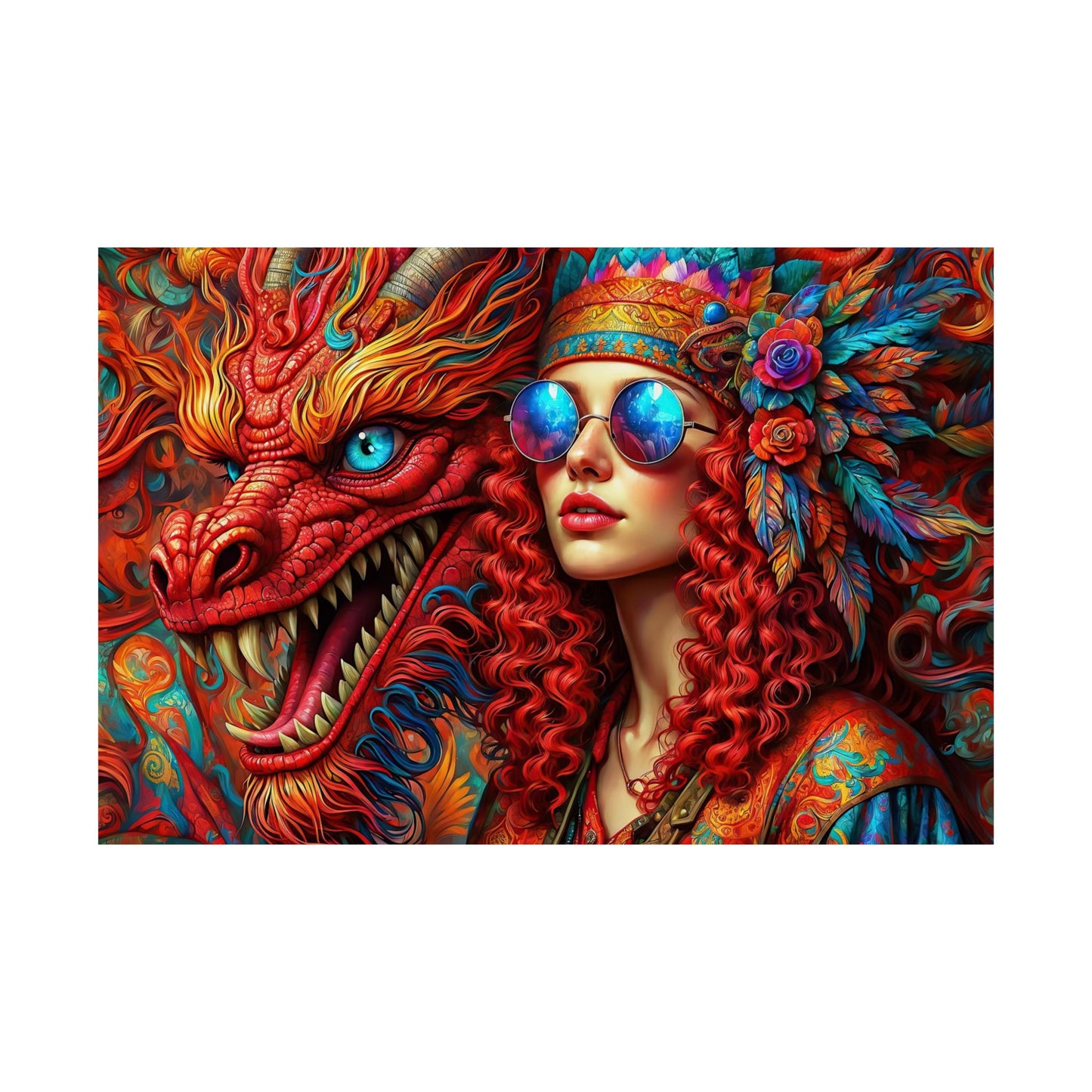 Ephemeral Elegance Dragon's Embrace Matte Horizontal Posters