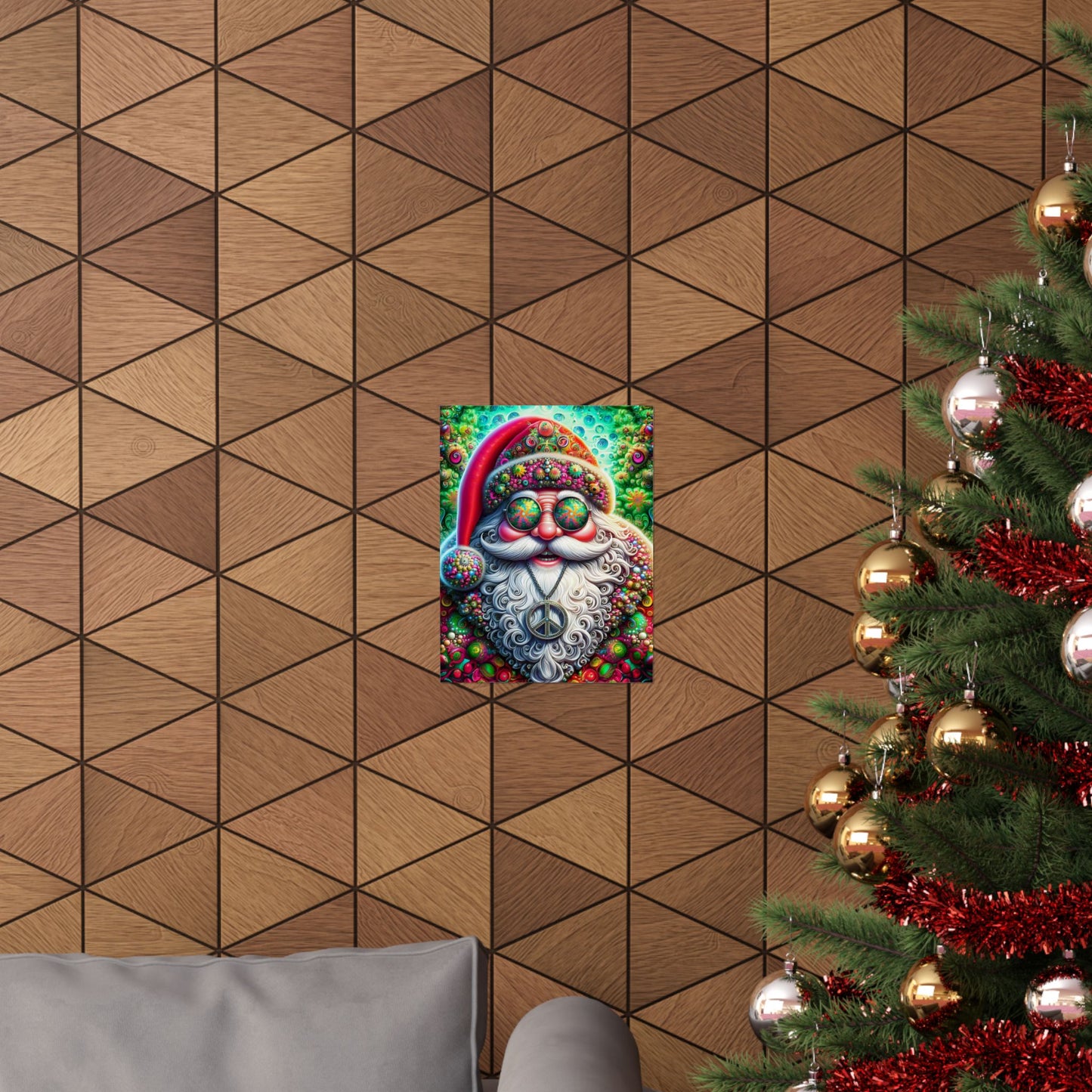 Psychedelic Santa's Peaceful Revelry Matte Vertical Posters