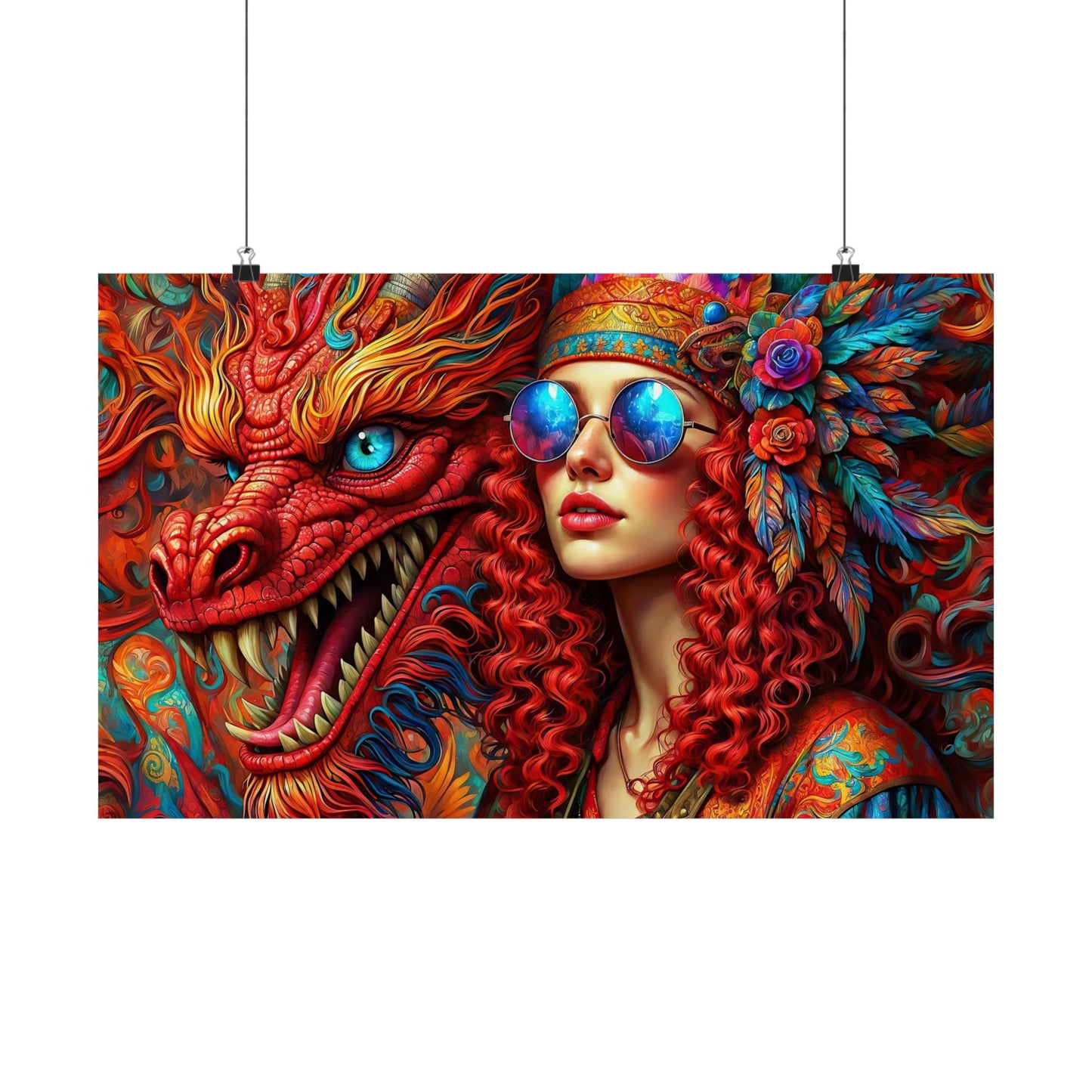 Ephemeral Elegance Dragon's Embrace Matte Horizontal Posters