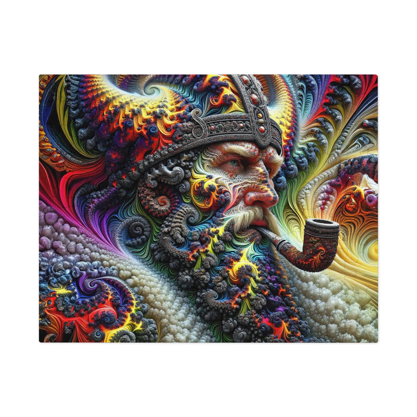 Fractal Sovereignty: The Viking King's Cosmic Reverie Jigsaw Puzzle (30, 110, 252, 500, Piece)