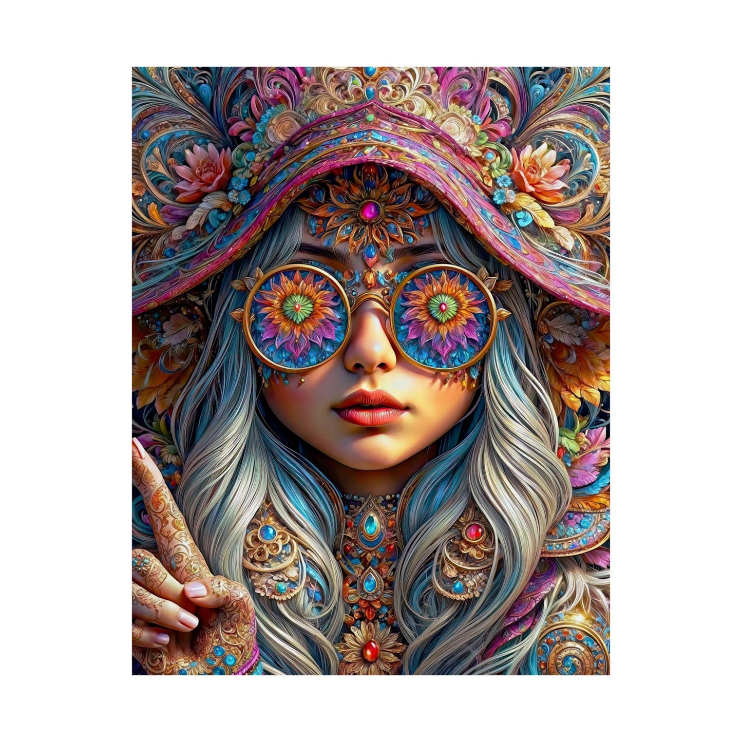 Enchanting Elegance: The Gnome Princess in Mandala Majesty Matte Vertical Posters