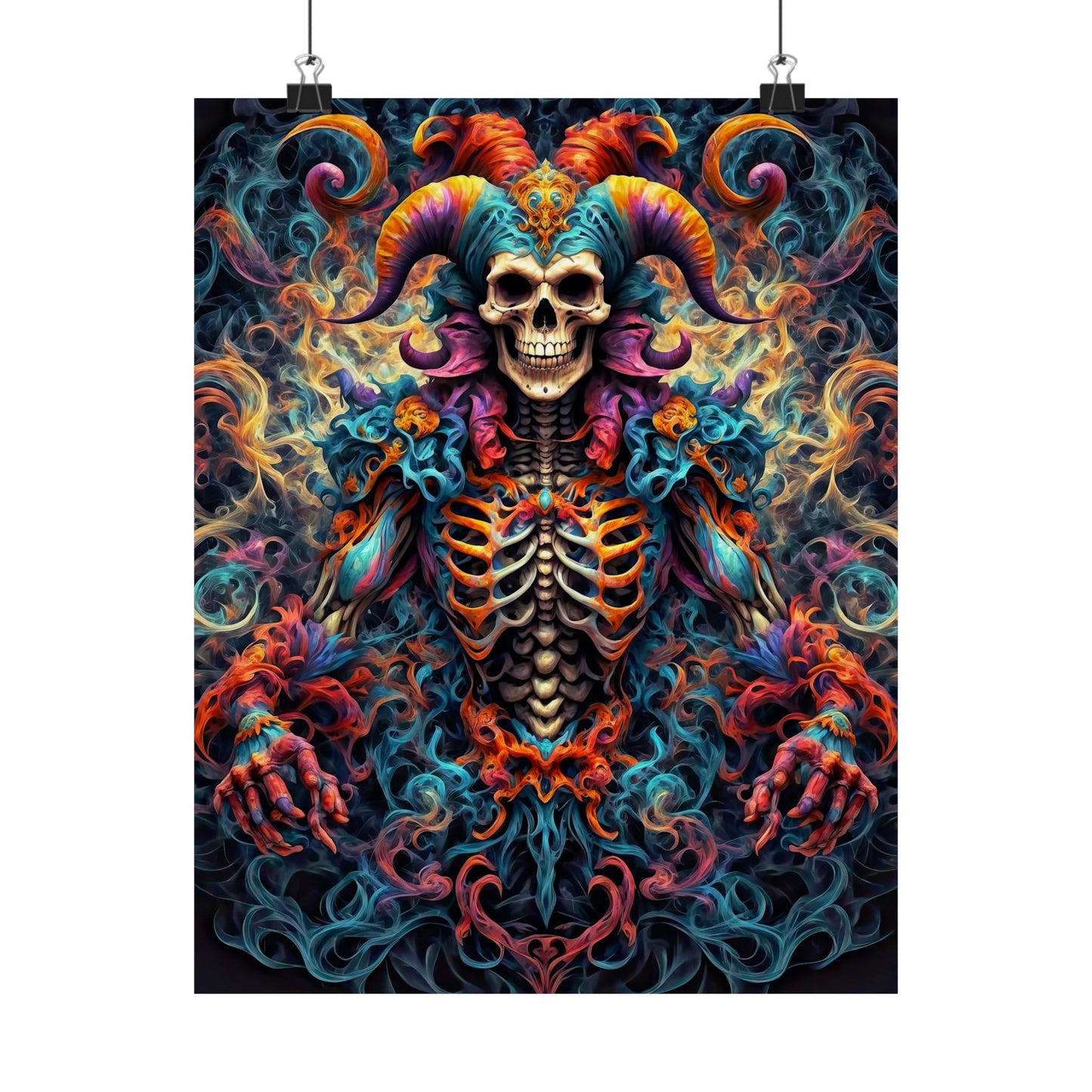 Veil of Shadows: Dark Jester's Mandala Matte Vertical Posters