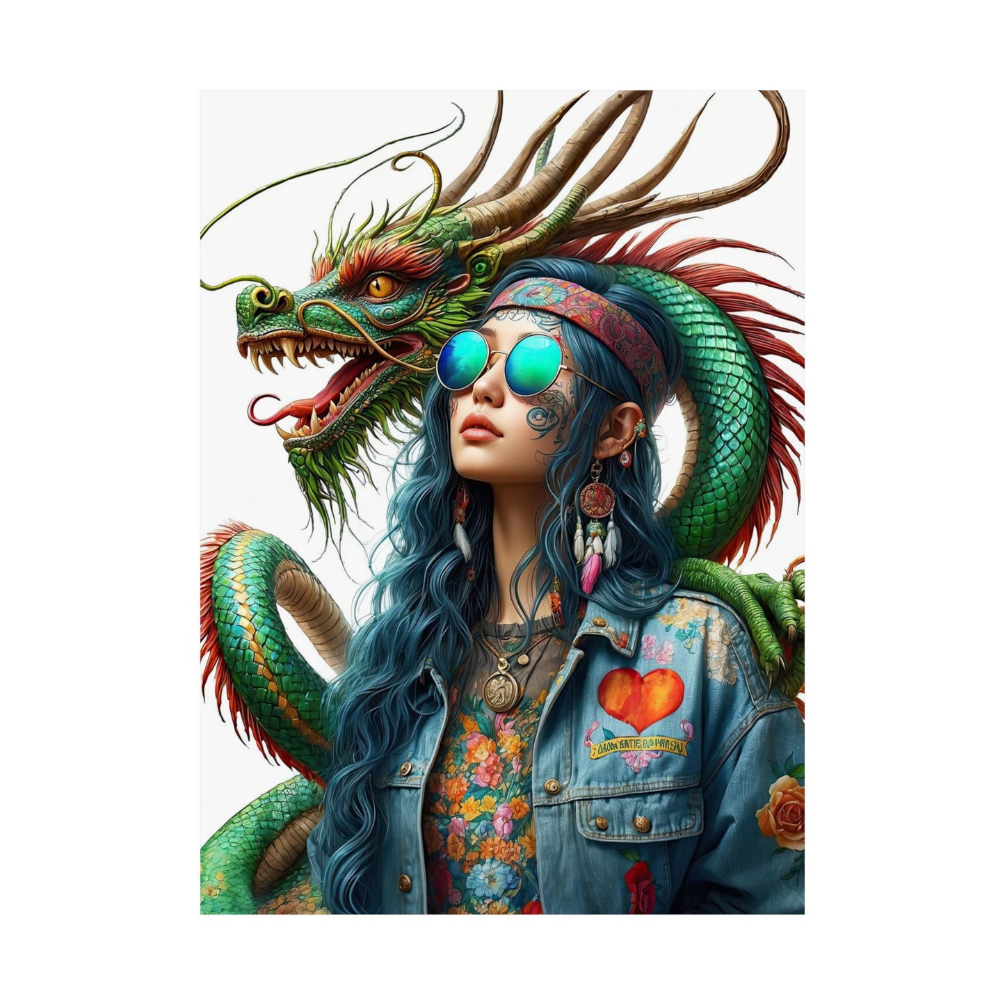 Dragon & Hippie Harmony Matte Vertical Posters