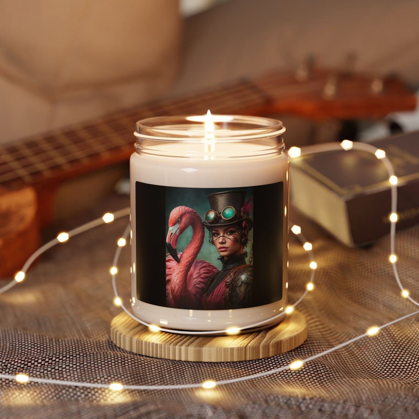 Tranquil Fusion: Flamingo Steampunk Scented Soy Candle, 9oz