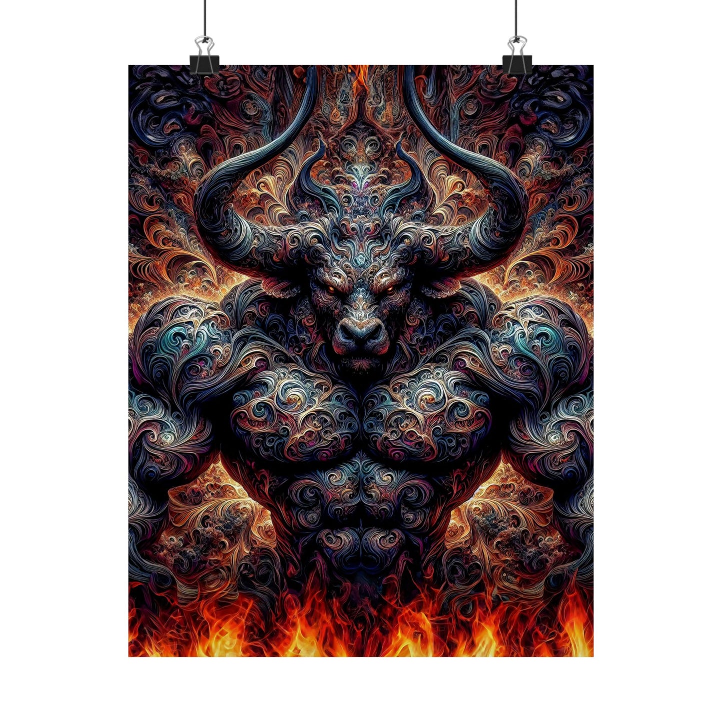 Pyrothrax's Ascension: A Majestic Fantasy Art Matte Vertical Posters