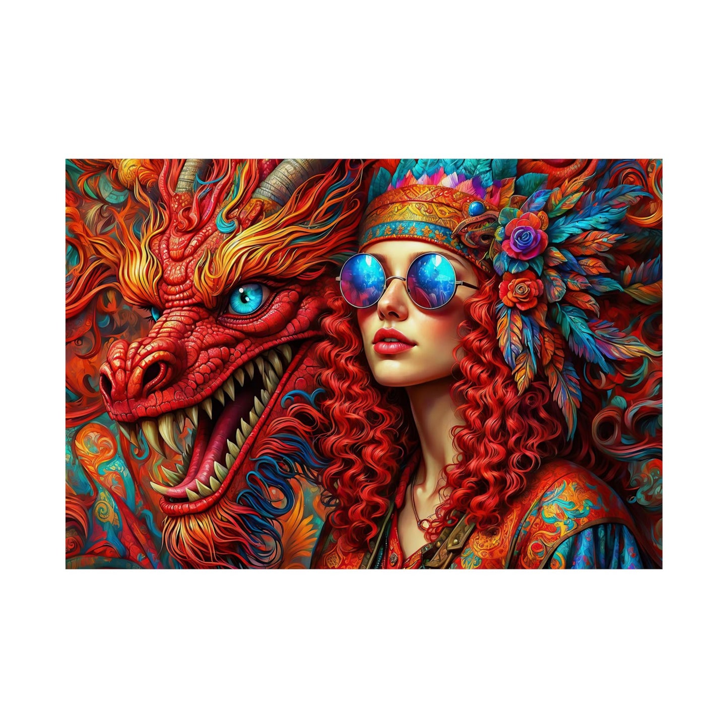 Ephemeral Elegance Dragon's Embrace Matte Horizontal Posters