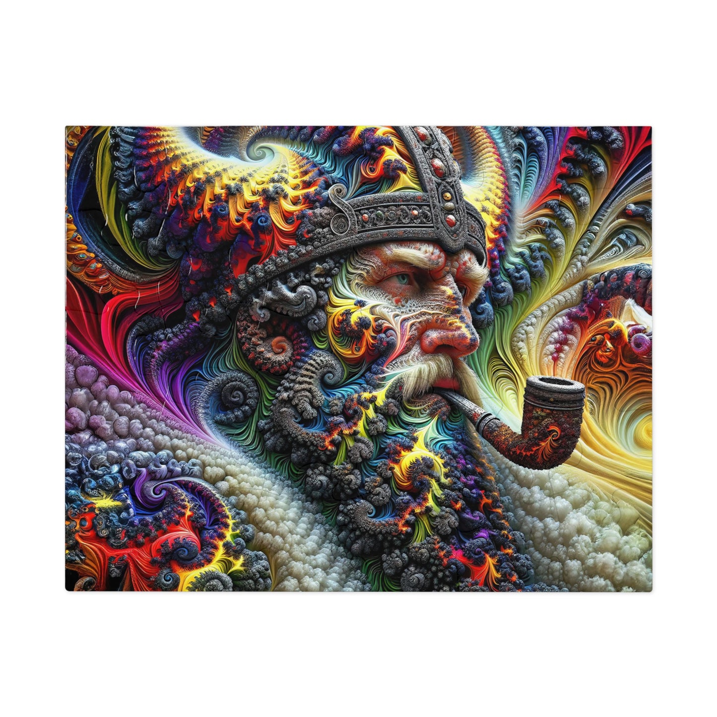 Fractal Sovereignty: The Viking King's Cosmic Reverie Jigsaw Puzzle (30, 110, 252, 500, Piece)