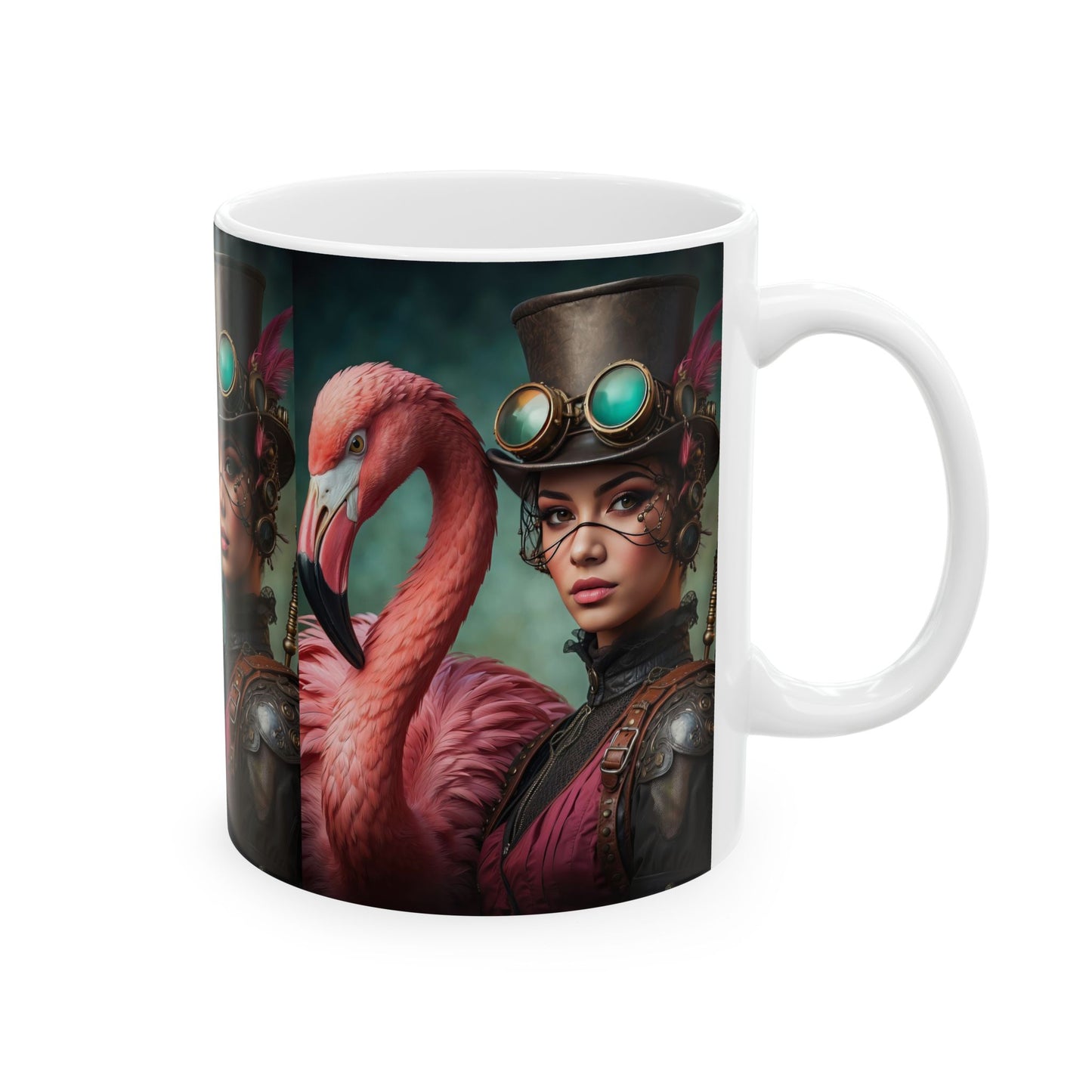 Morning Elegance Flamingo Steampunk Bliss Ceramic Mug 11oz