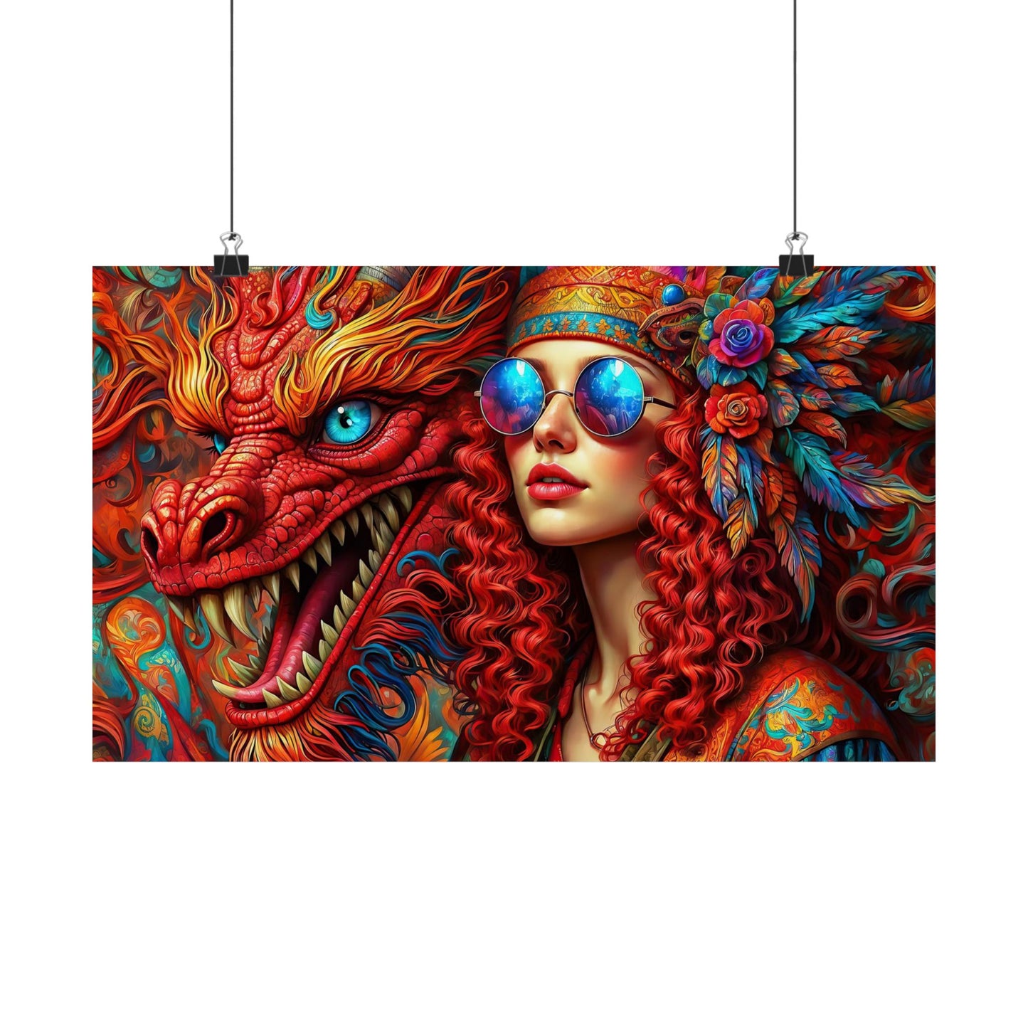 Ephemeral Elegance Dragon's Embrace Matte Horizontal Posters