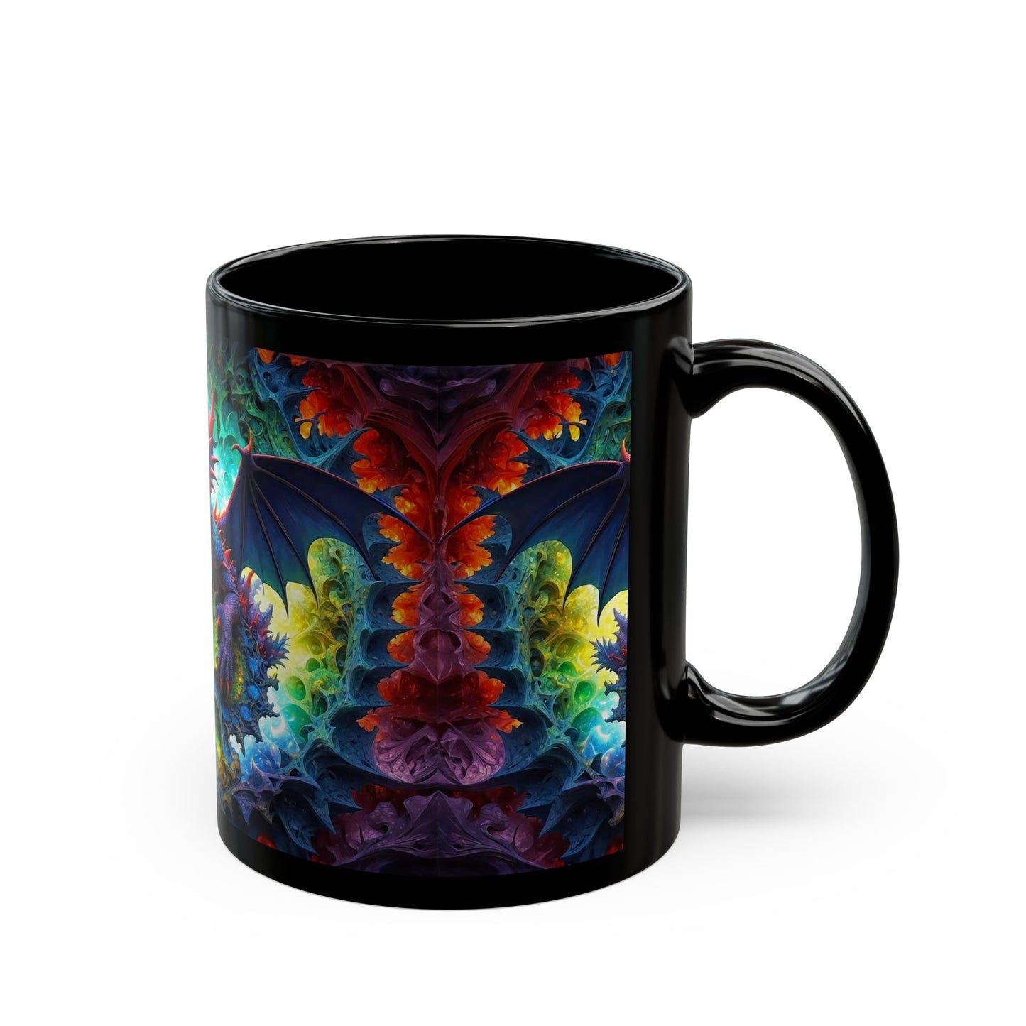 The Fractal Dragon Guardian 11oz Black Mug