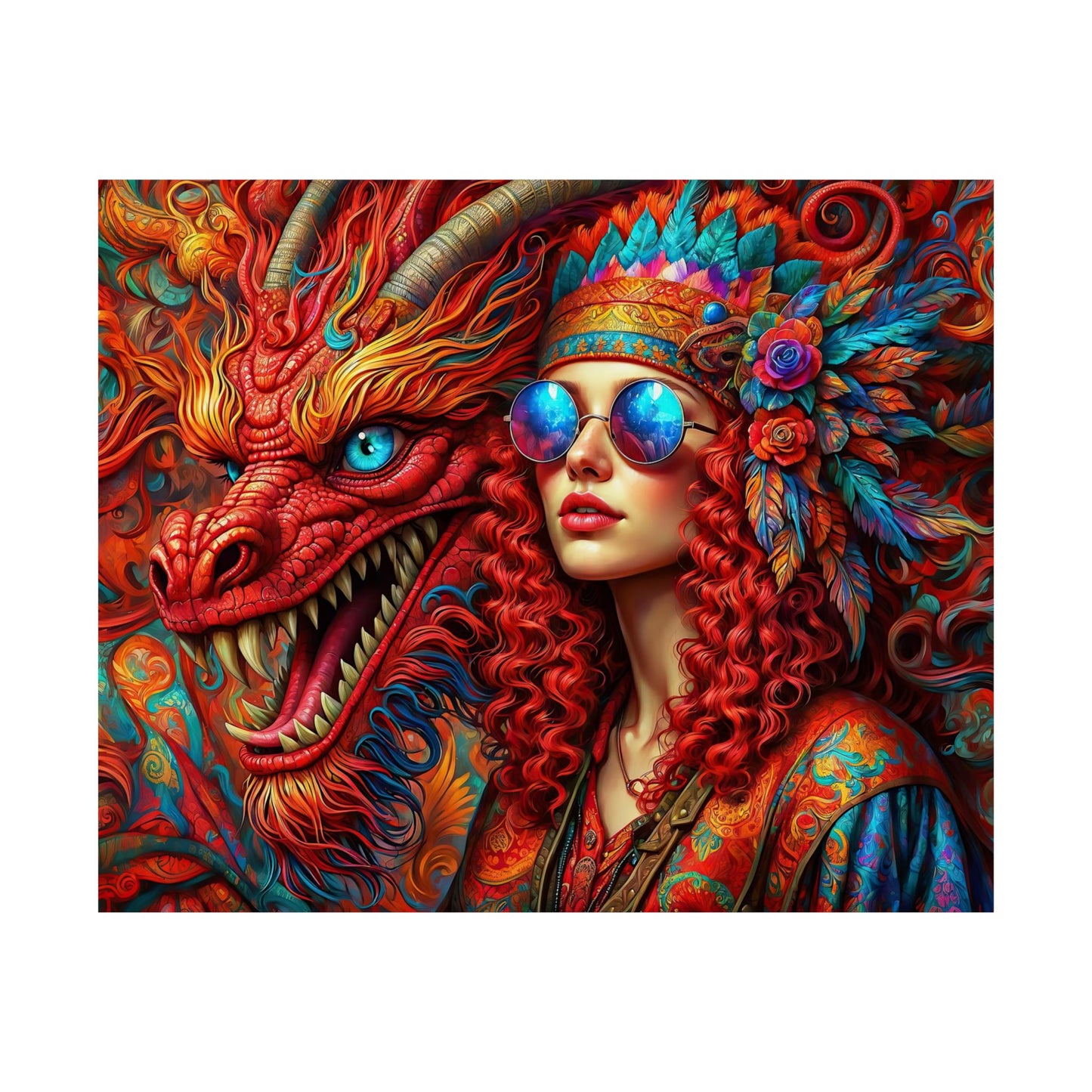 Ephemeral Elegance Dragon's Embrace Matte Horizontal Posters