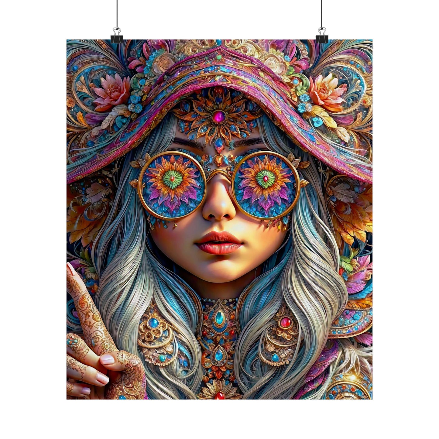 Enchanting Elegance: The Gnome Princess in Mandala Majesty Matte Vertical Posters