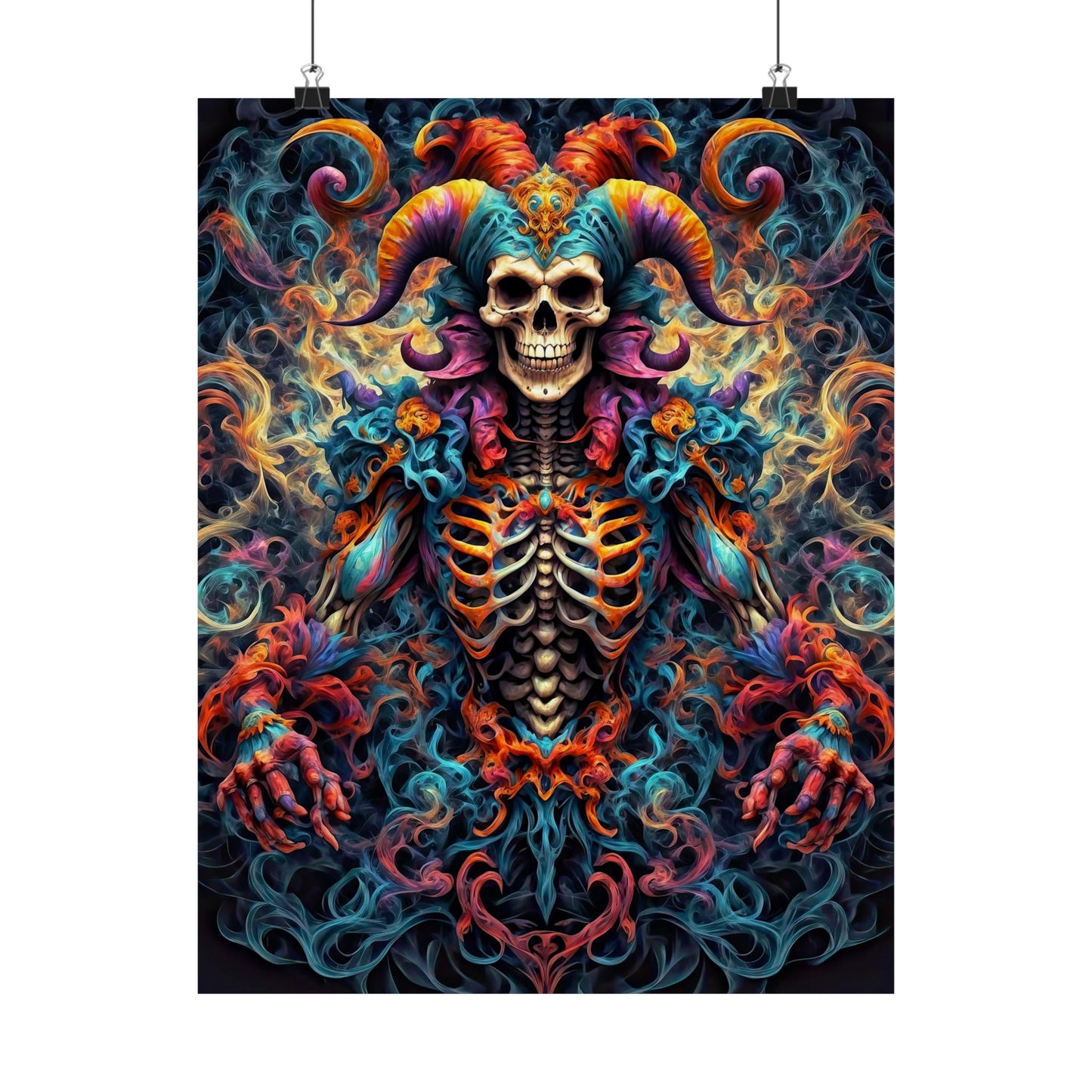 Veil of Shadows: Dark Jester's Mandala Matte Vertical Posters