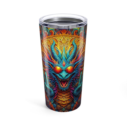 Sip in Serenity: PEACE Hippy Dragon Tumbler 20oz