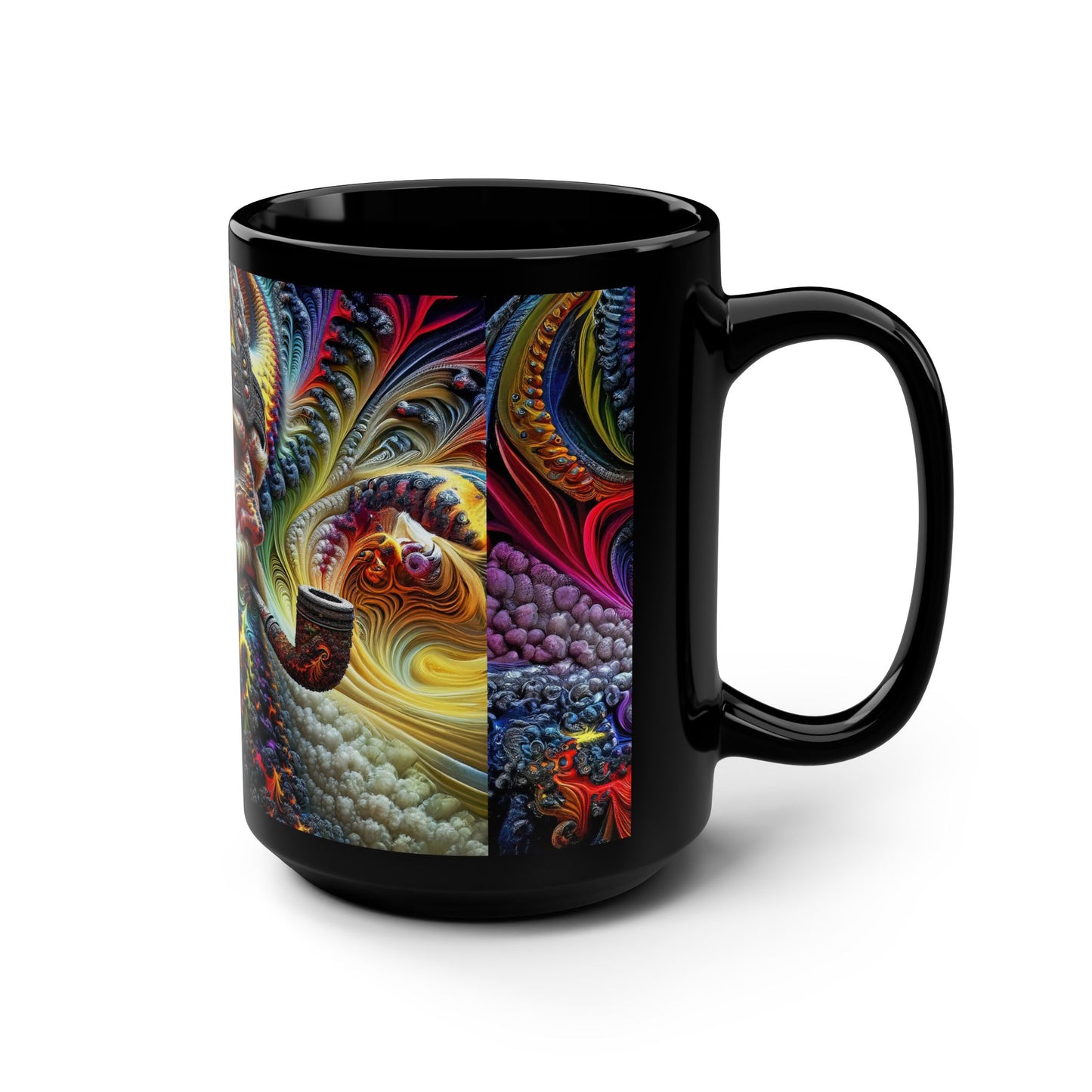 Fractal Sovereignty: The Viking King's Cosmic Reverie Black Mug, 15oz