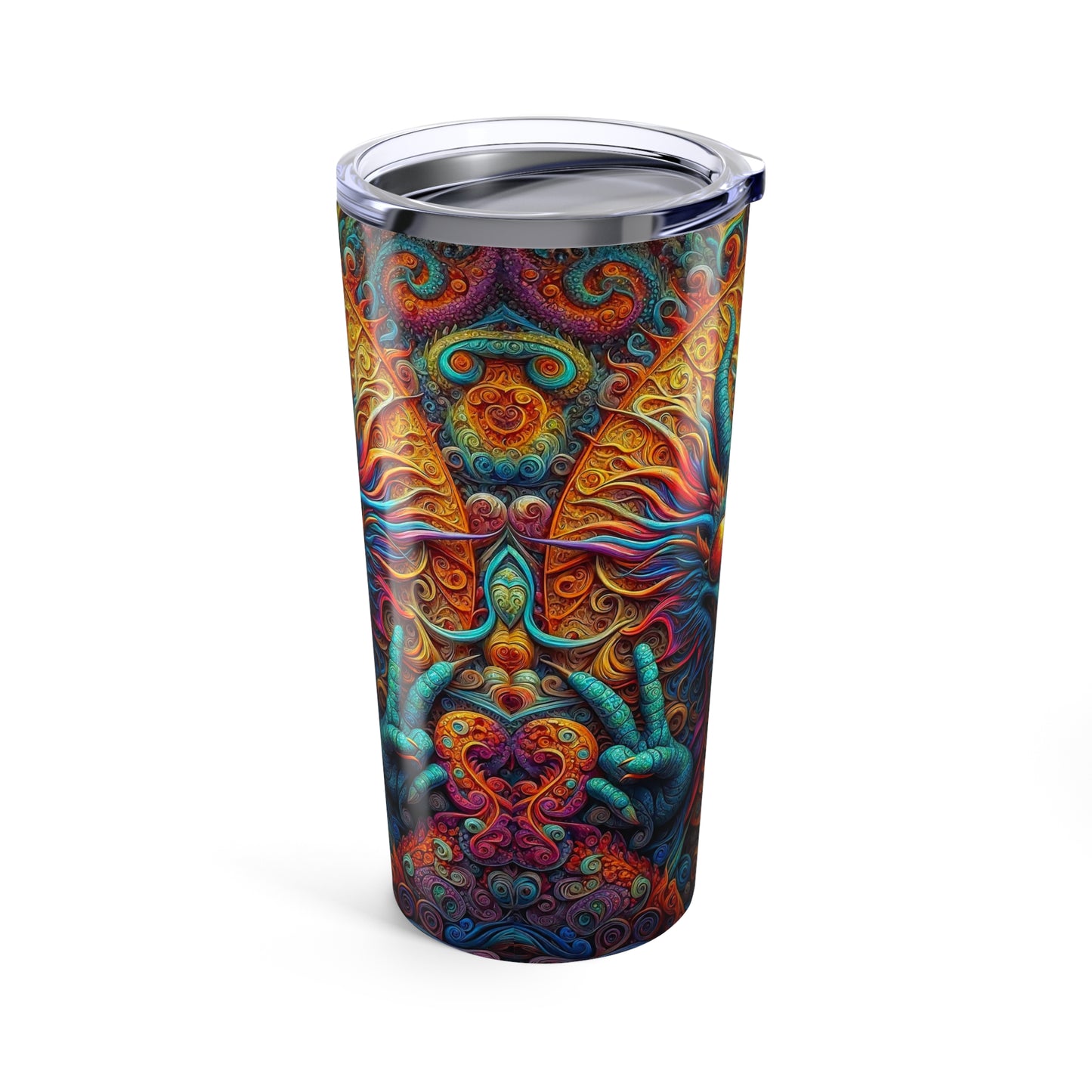 Sip in Serenity: PEACE Hippy Dragon Tumbler 20oz