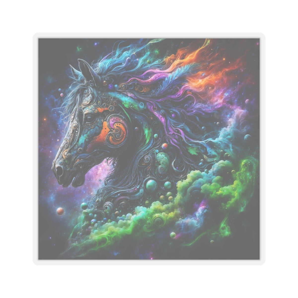 Unleash the Magic of the Cosmos with Celestial Stallion Kiss-Cut Stickers