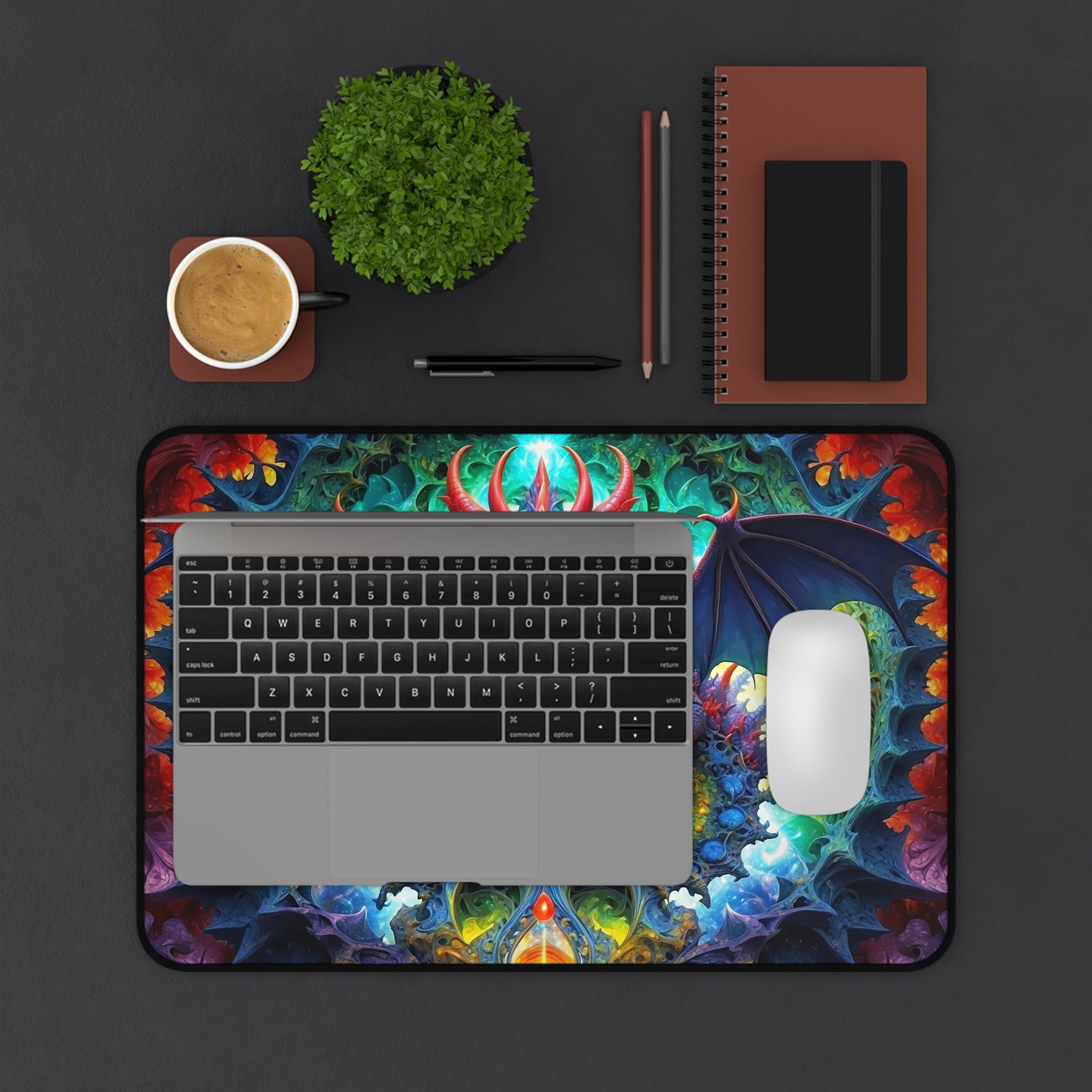 The Fractal Dragon Guardian Desk Mat