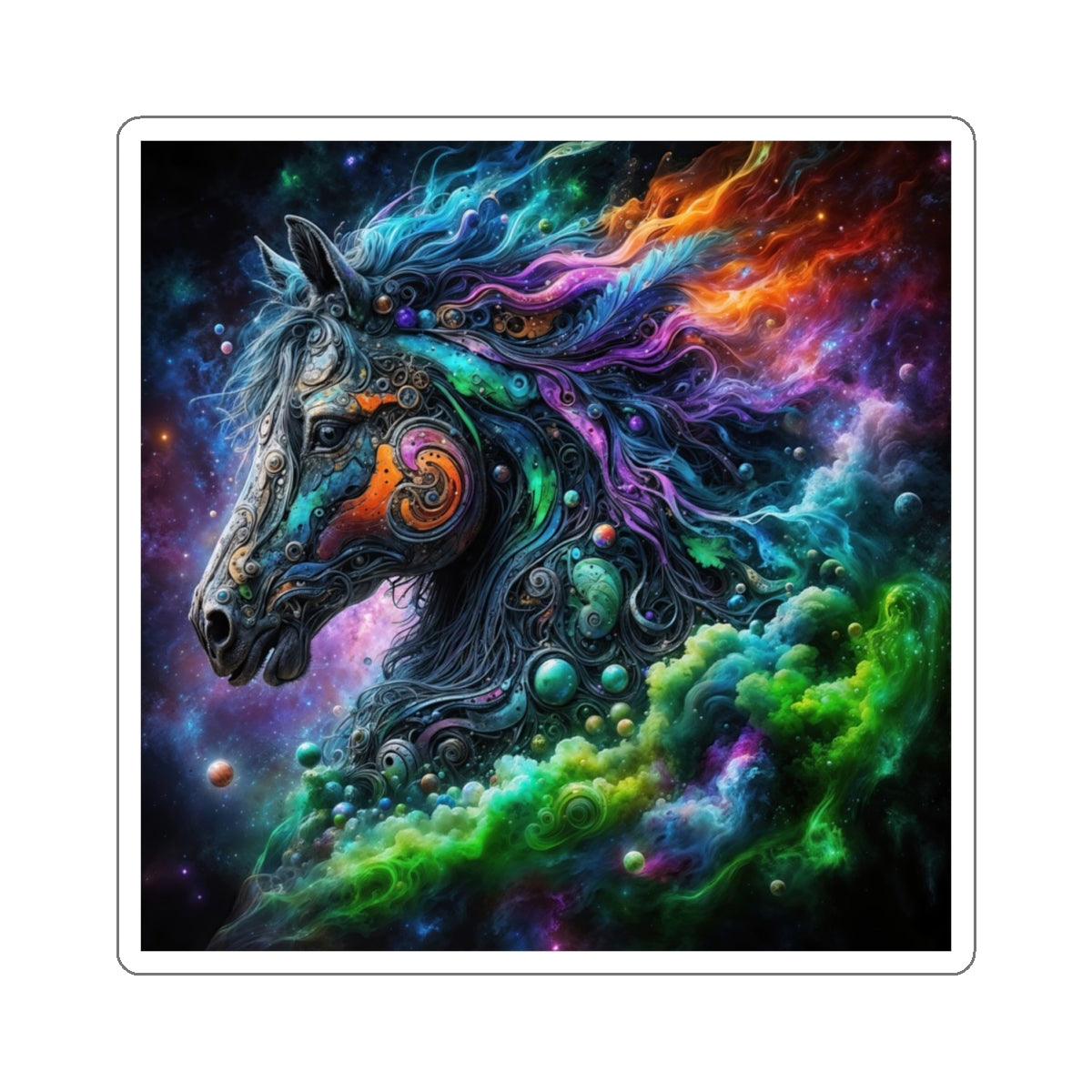 Unleash the Magic of the Cosmos with Celestial Stallion Kiss-Cut Stickers