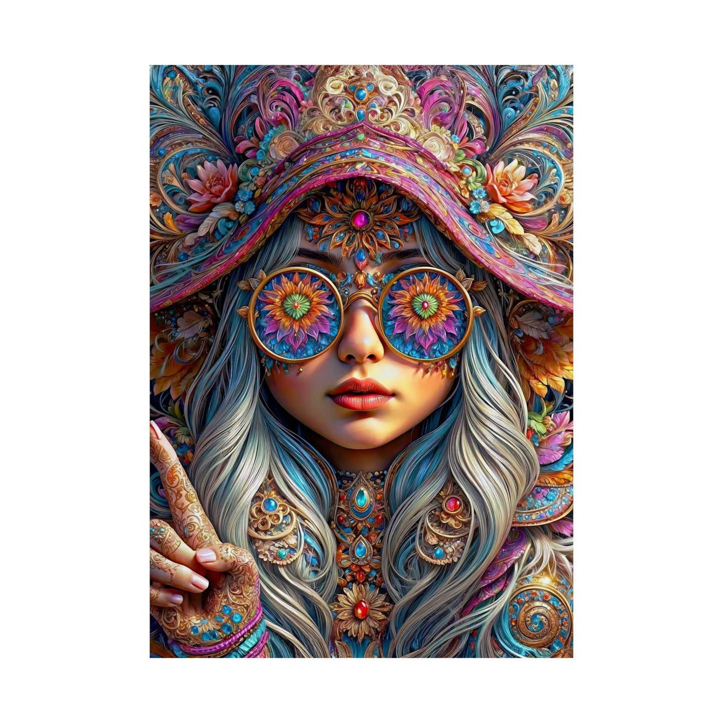 Enchanting Elegance: The Gnome Princess in Mandala Majesty Matte Vertical Posters