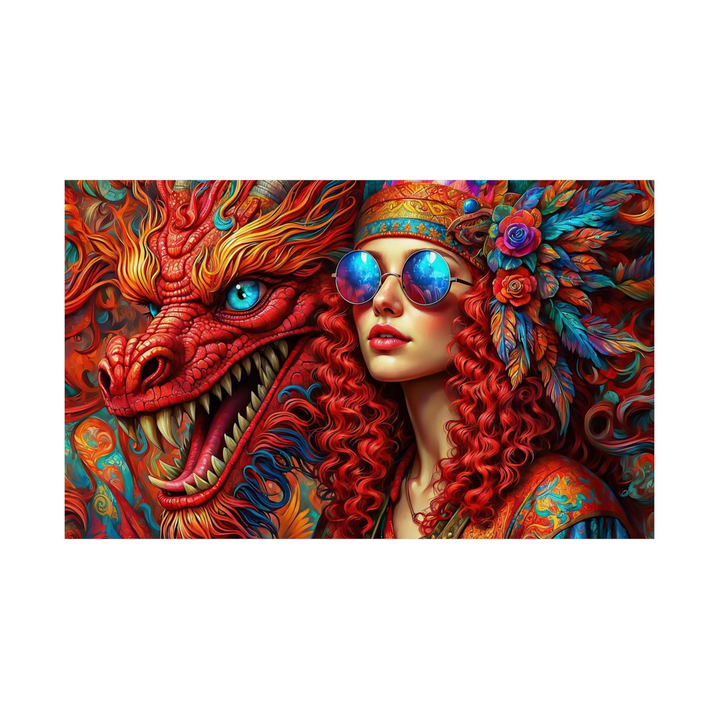 Ephemeral Elegance Dragon's Embrace Matte Horizontal Posters