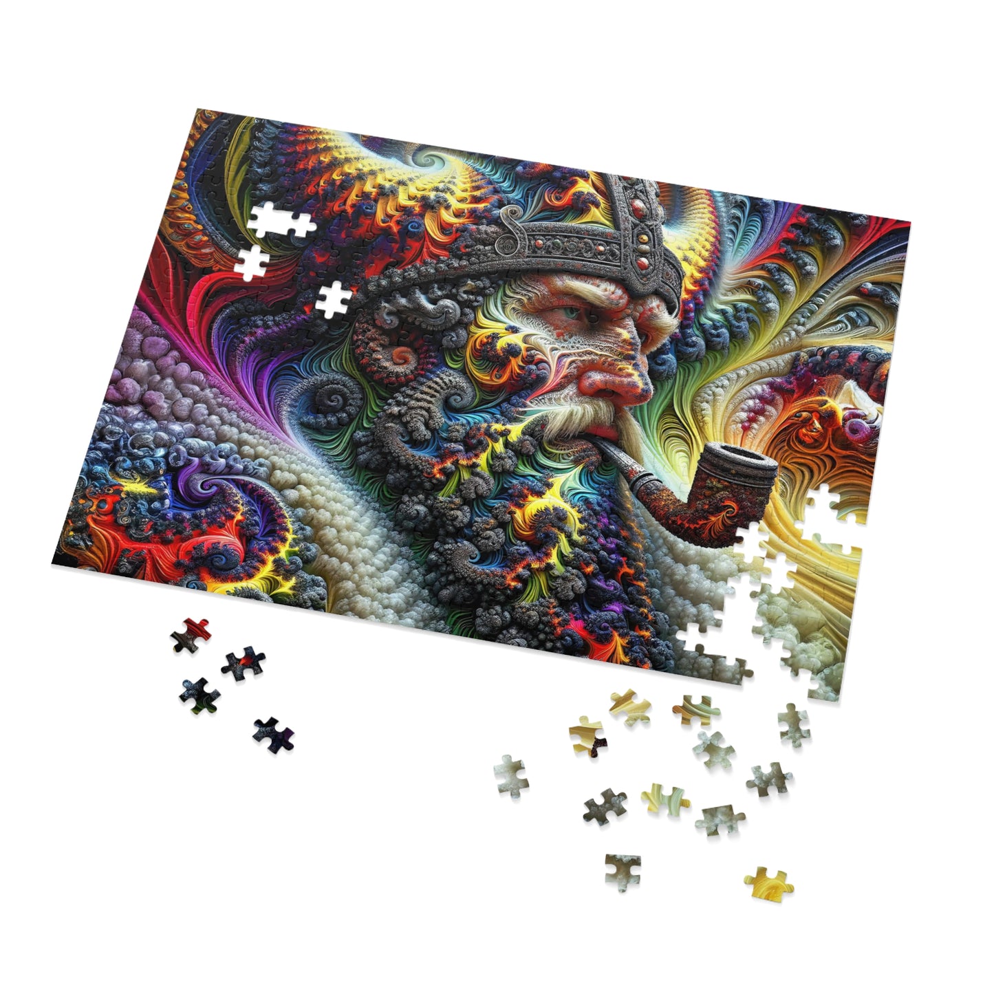 Fractal Sovereignty: The Viking King's Cosmic Reverie Jigsaw Puzzle (30, 110, 252, 500, Piece)