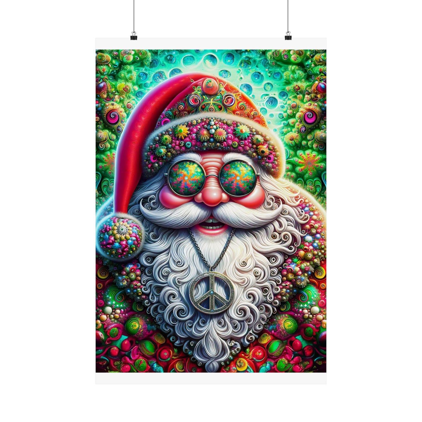 Psychedelic Santa's Peaceful Revelry Matte Vertical Posters