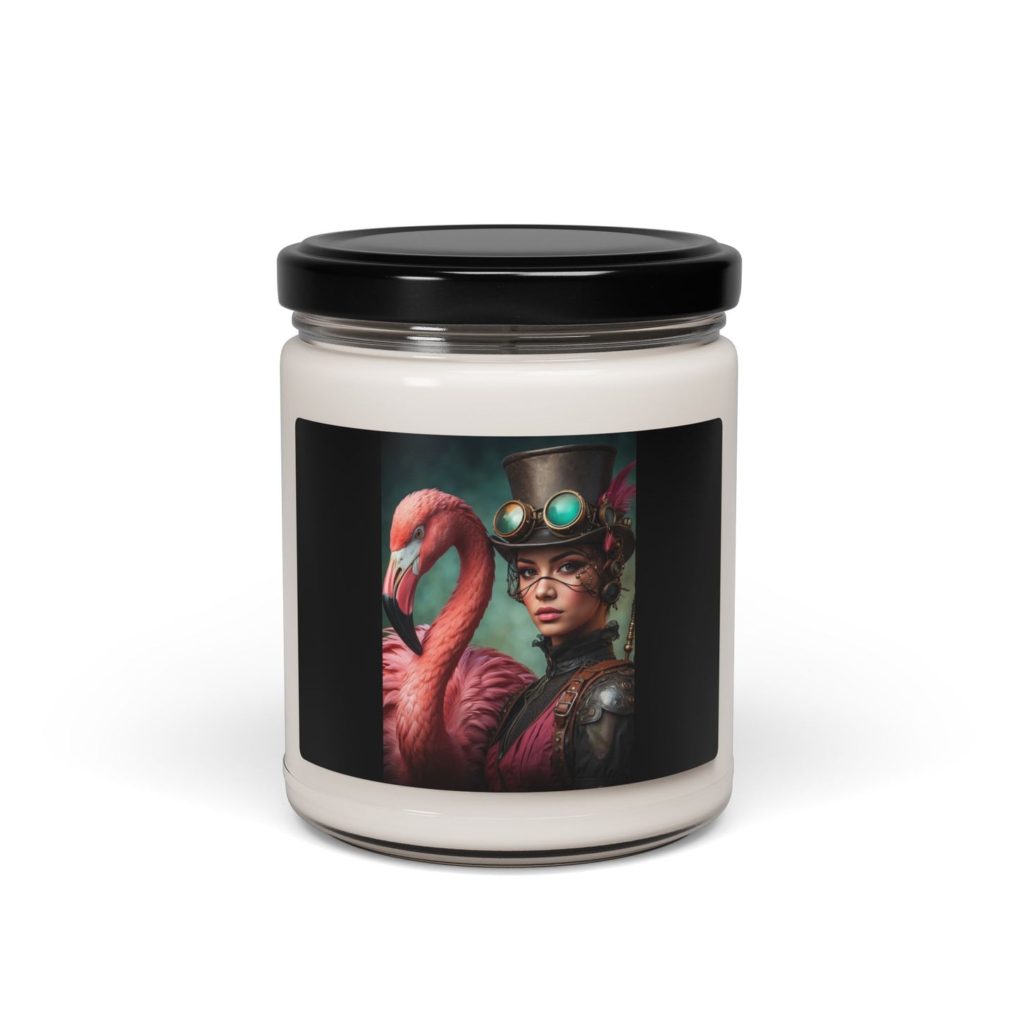 Tranquil Fusion: Flamingo Steampunk Scented Soy Candle, 9oz