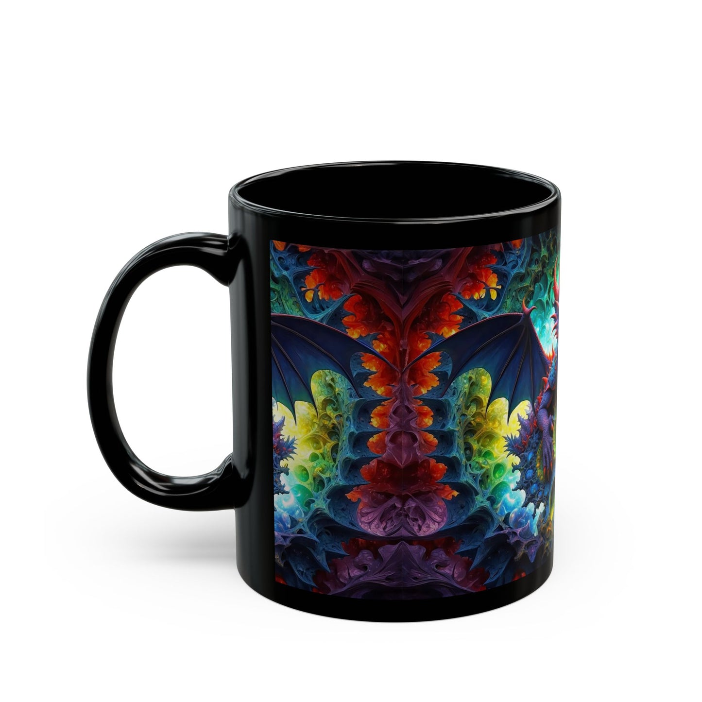 The Fractal Dragon Guardian 11oz Black Mug