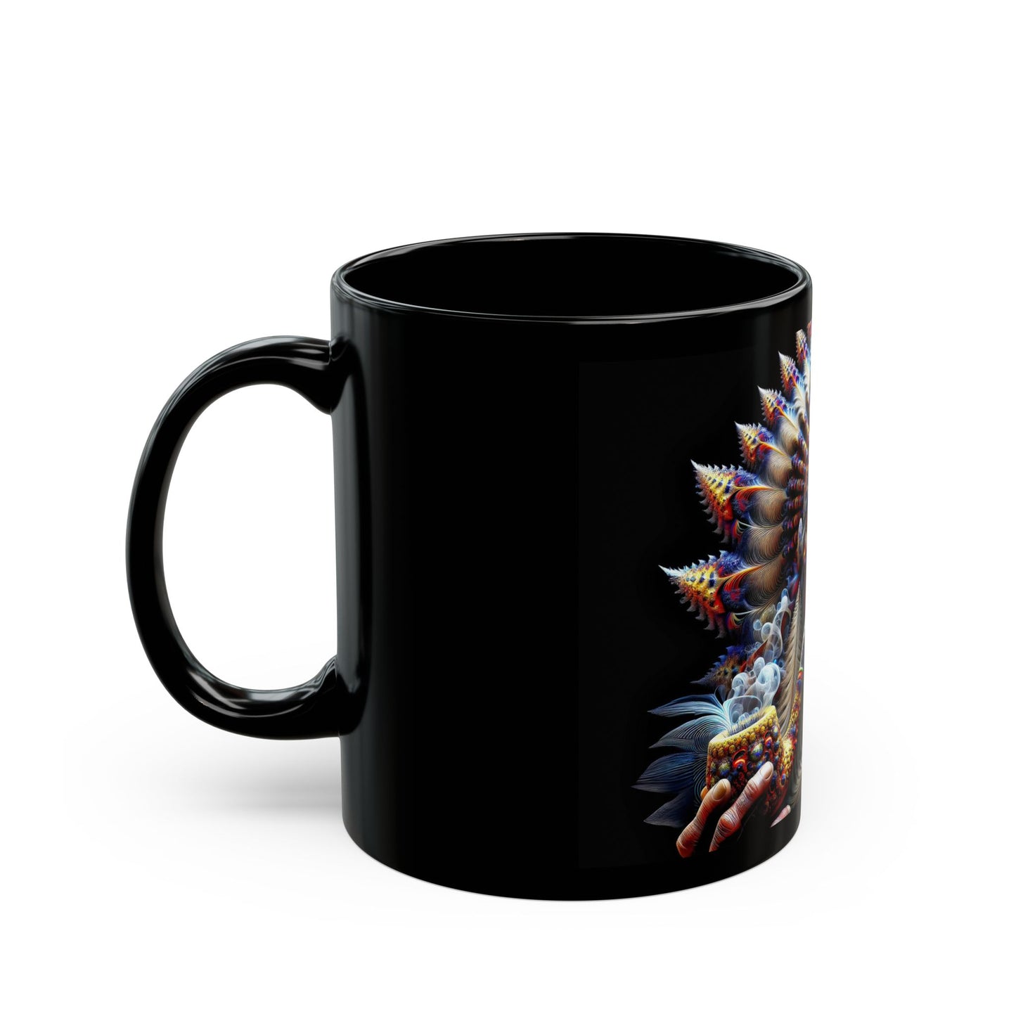 Spirit Weaver: A Fractal Tapestry of Native Wisdom 11oz Black Mug