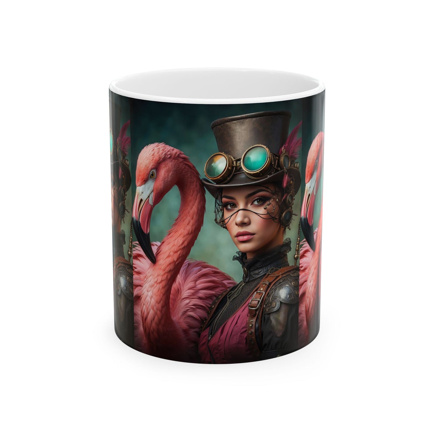 Morning Elegance Flamingo Steampunk Bliss Ceramic Mug 11oz